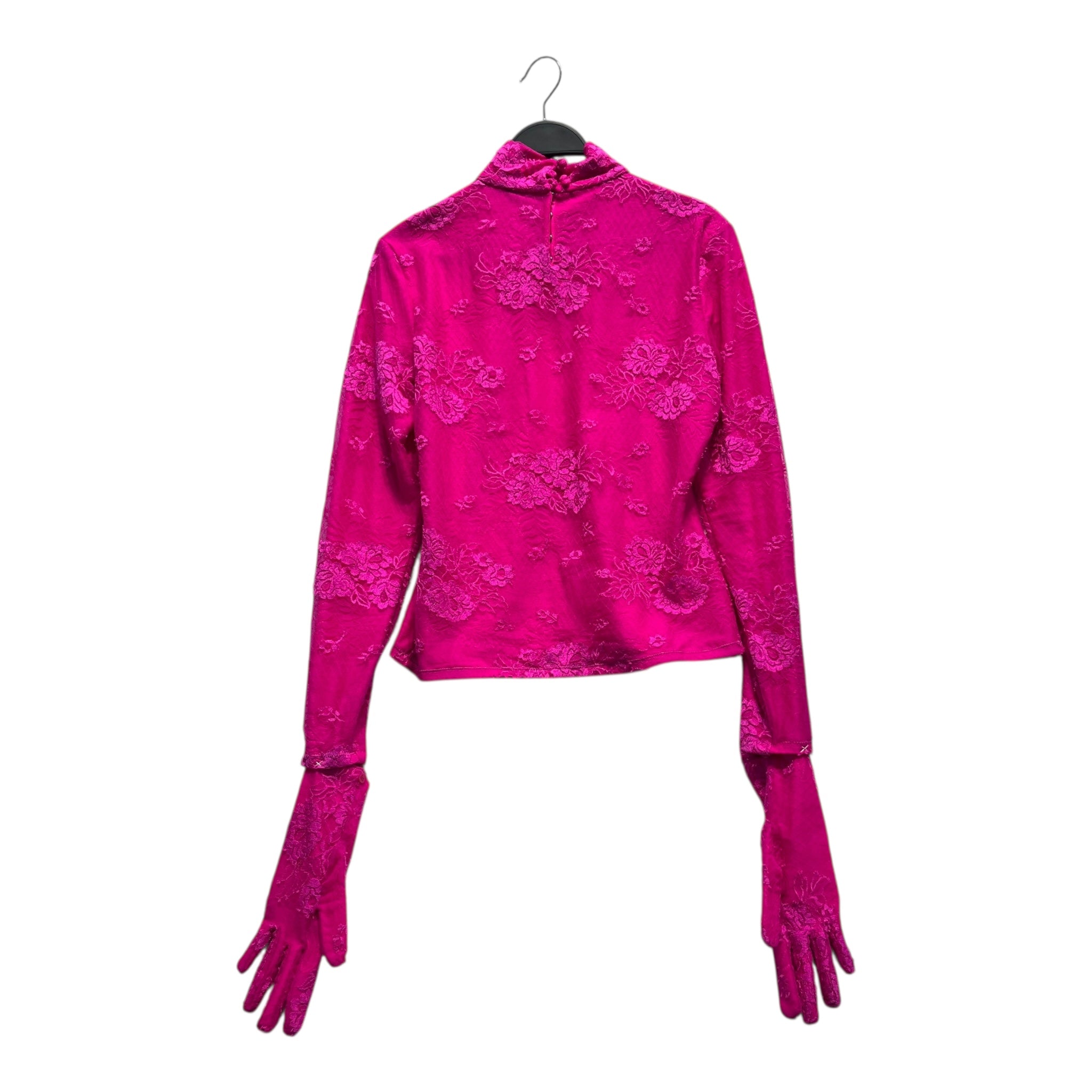 BALENCIAGA/LS Blouse/42/Floral Pattern/Cotton/PNK/LACE TURTLENECK W/ GLOVES view 2
