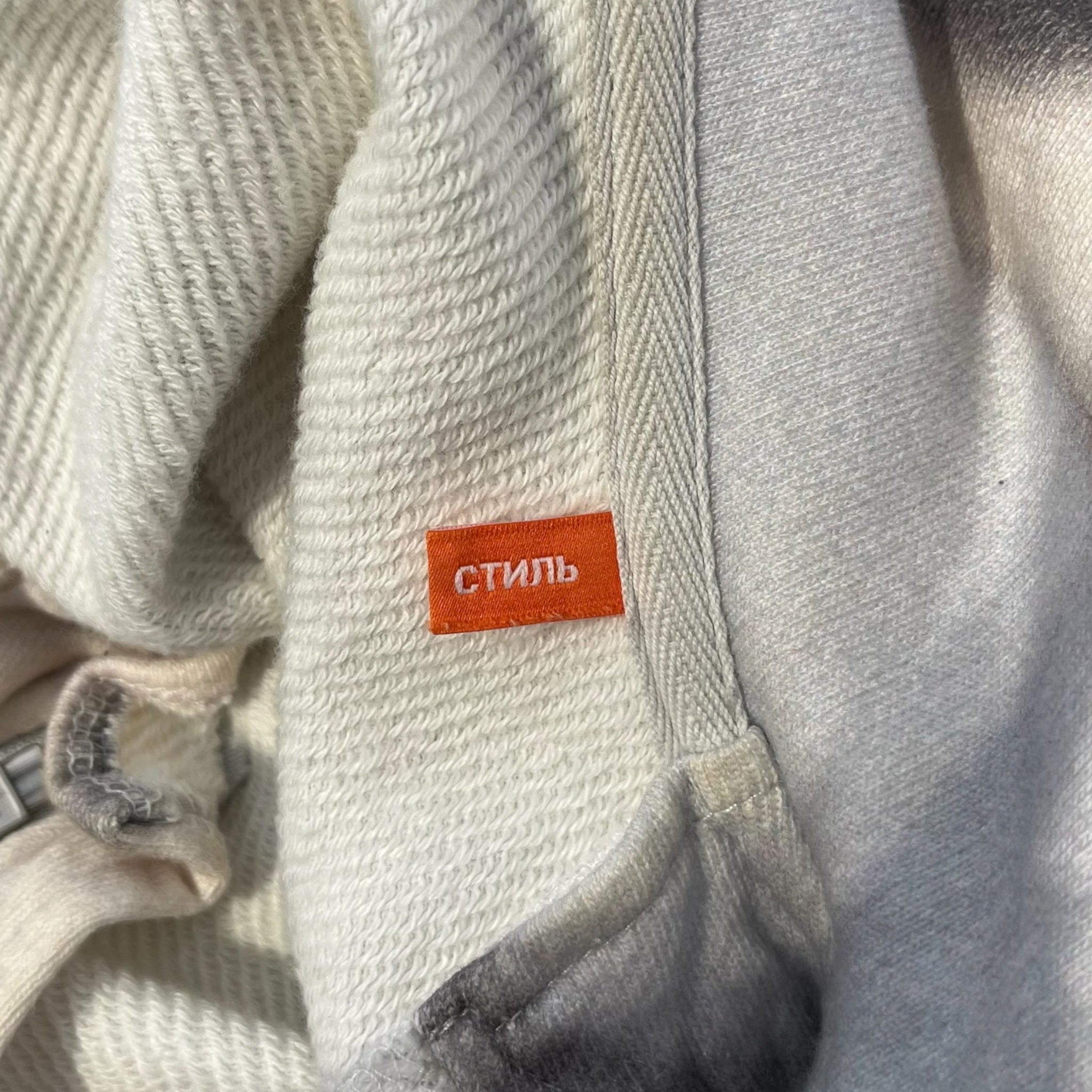 HERON PRESTON/Zip Up Hoodie/XS/Cotton/CRM/PINK CYRILLIC LOGO view 3