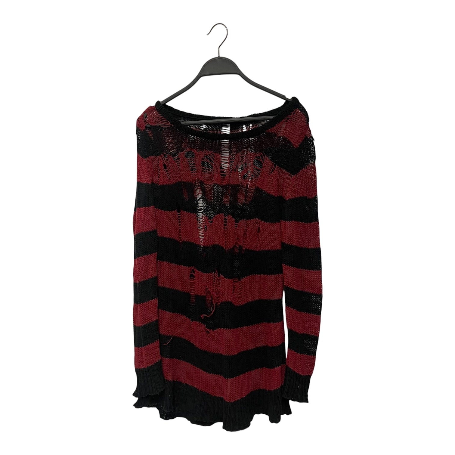 HYSTERIC GLAMOUR/Heavy Sweater/Stripe/Cotton/RED/grungy knit