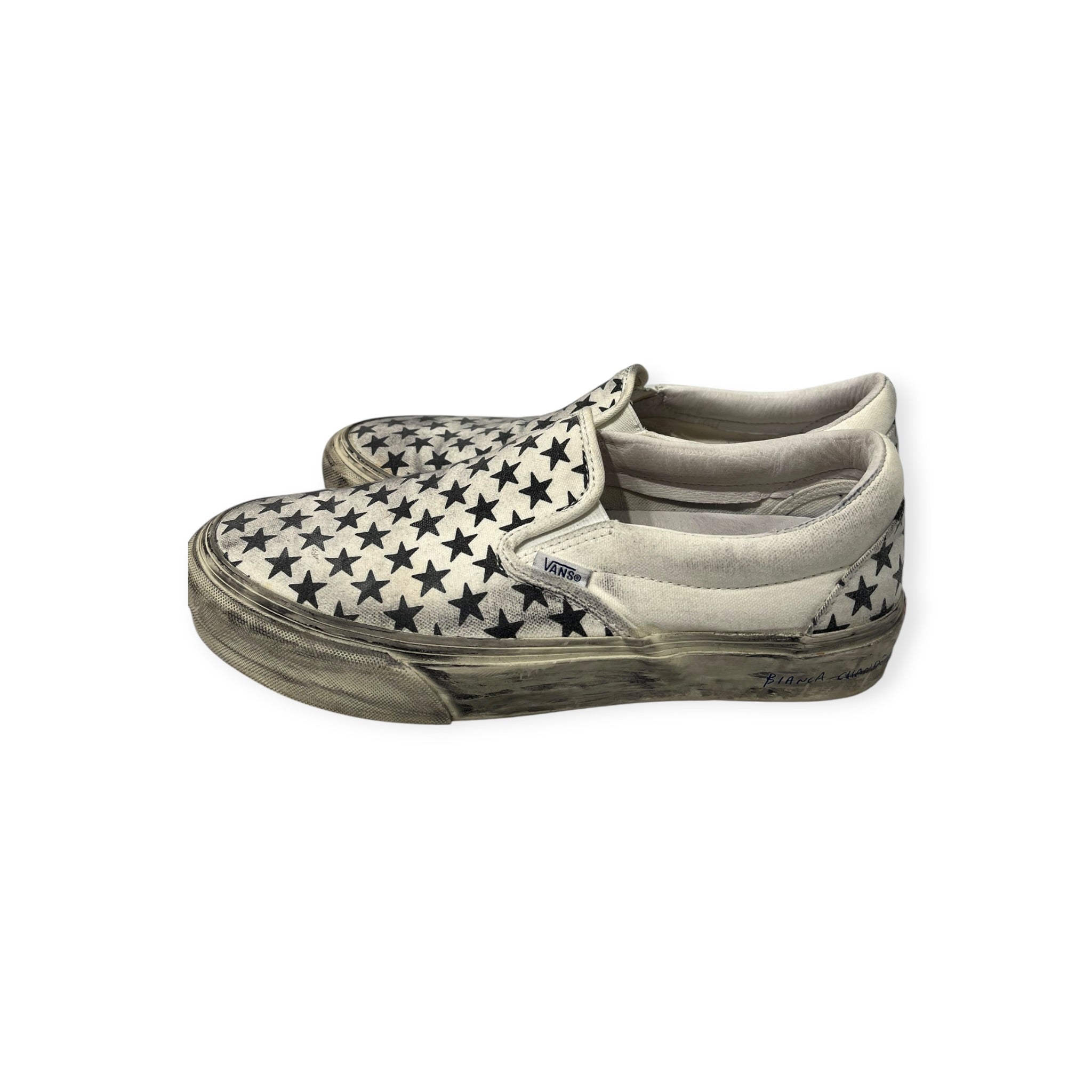 VANS/Bianca Chandon/Low-Sneakers/US 9/All Over Print/Cotton/WHT/BLK STARS view 2