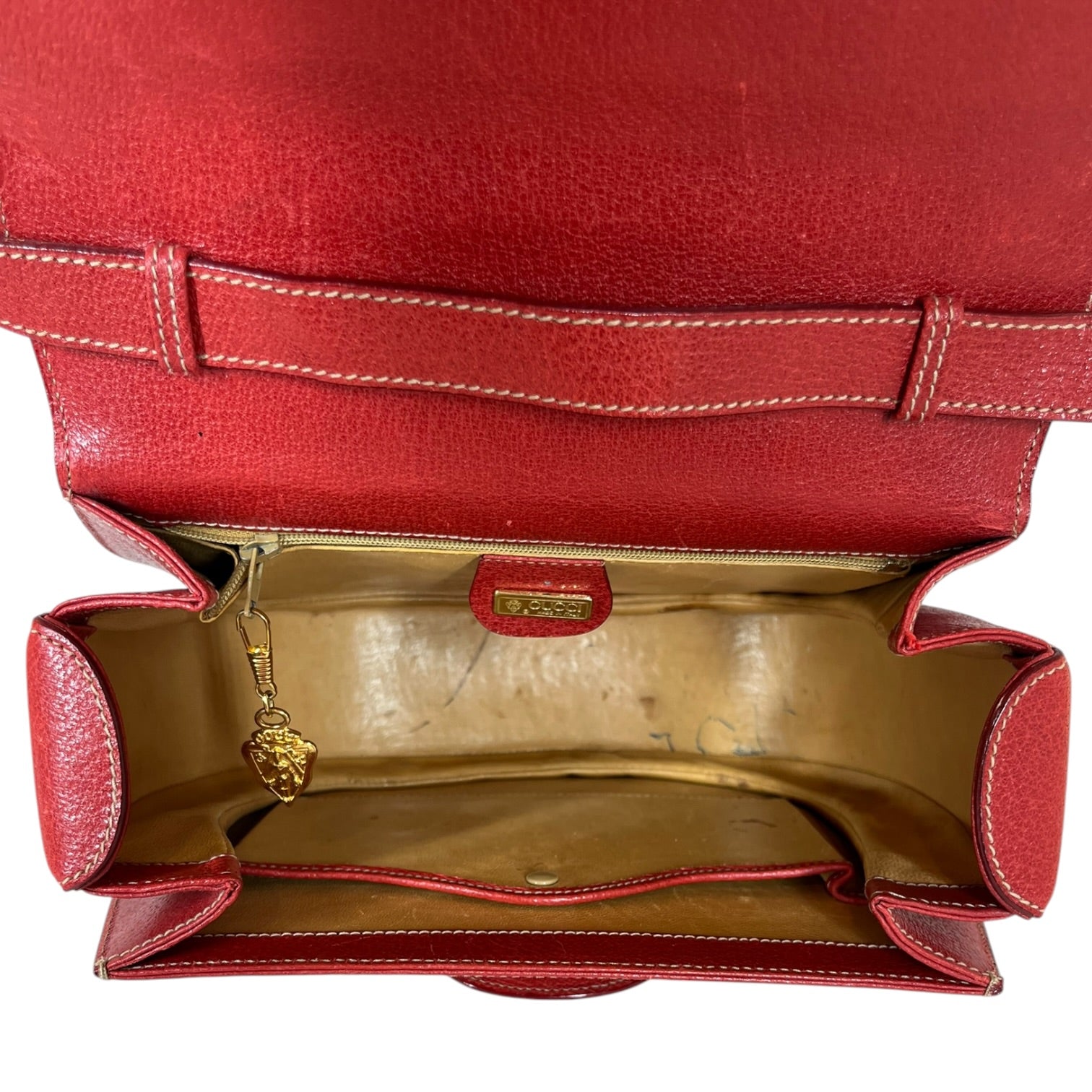 GUCCI/Cross Body Bag/Leather/RED/GOLD HORSEBIT view 5