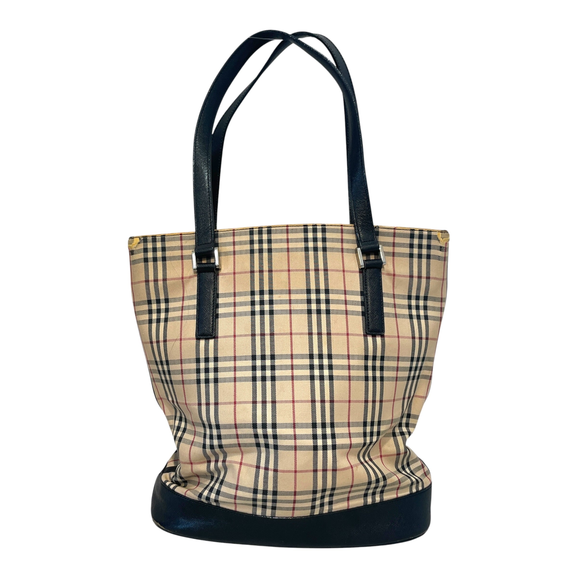 BURBERRY/Hand Bag/Monogram/Cotton/CRM/Haymarket Check Canvas Tote view 1