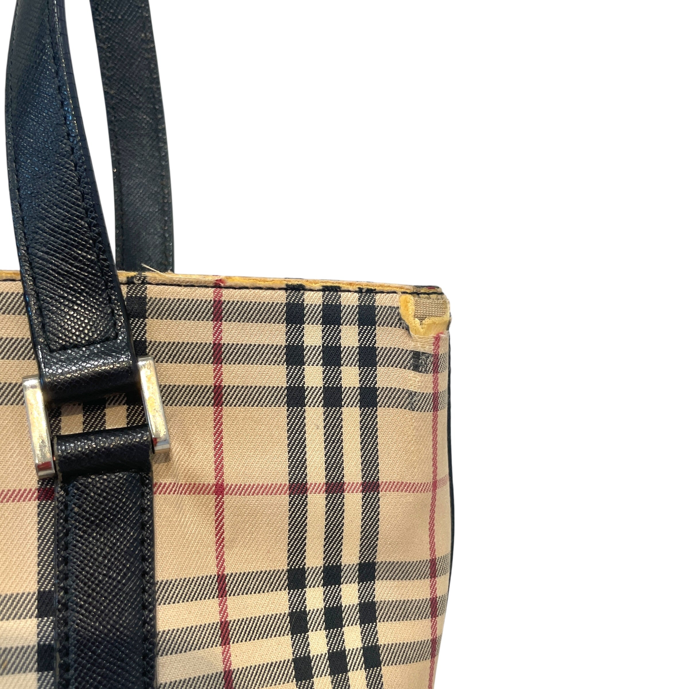 BURBERRY/Hand Bag/Monogram/Cotton/CRM/Haymarket Check Canvas Tote view 3