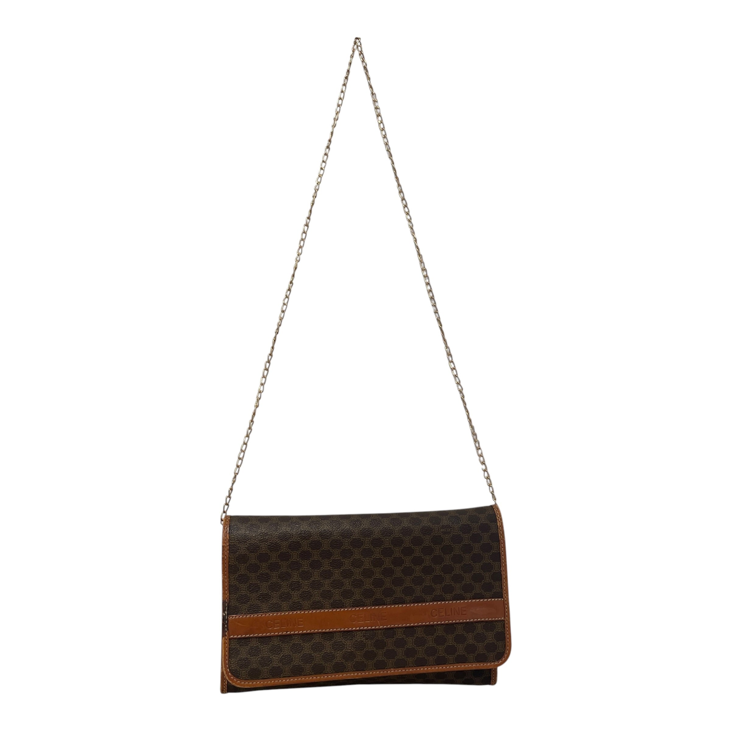 CELINE/Hand Bag/Monogram/Leather/BRW/Macadam Pattern Gold-Tone Clap view 1