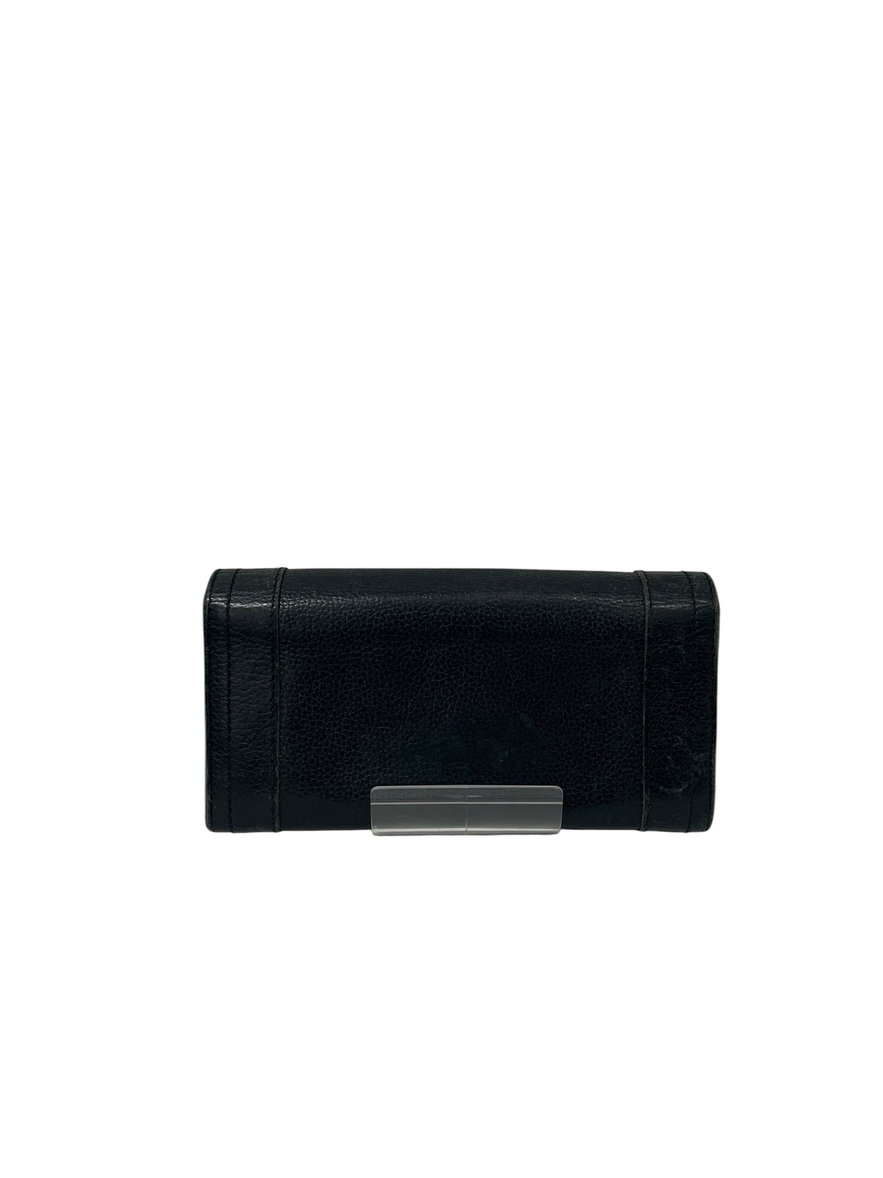 Chloe/Long Wallet/Leather/BLK/gold chloe logo wallet view 2