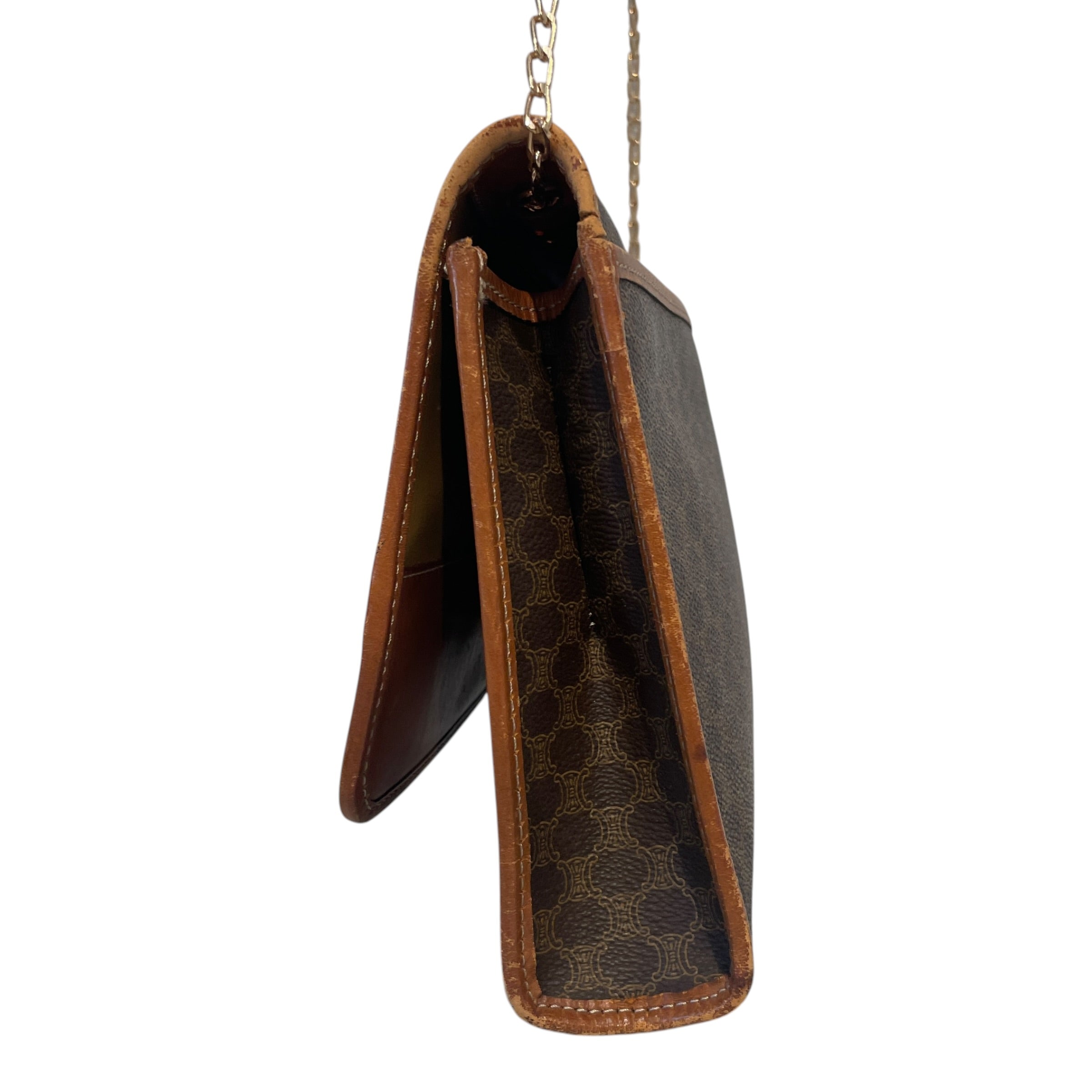 CELINE/Hand Bag/Monogram/Leather/BRW/Macadam Pattern Gold-Tone Clap view 4