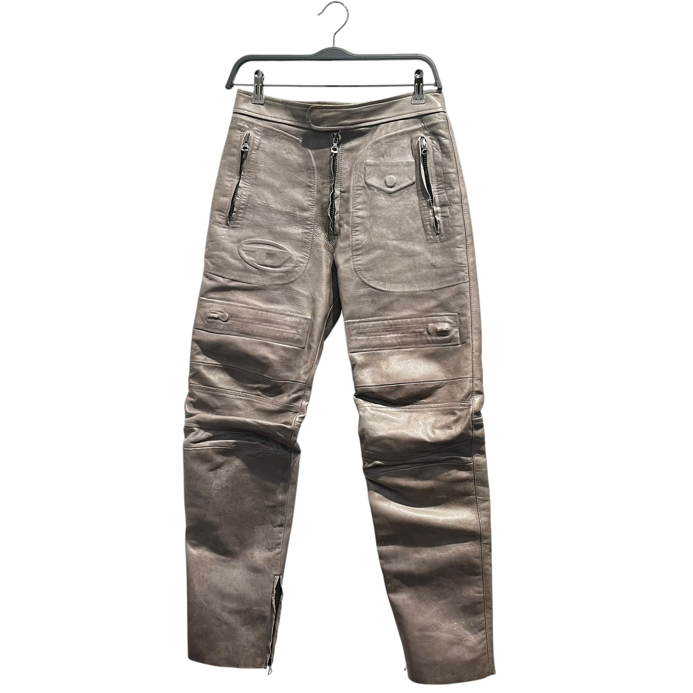 DIESEL/Skinny Pants/44/Leather/GRY/BIKER LEATHER PANTS view 1