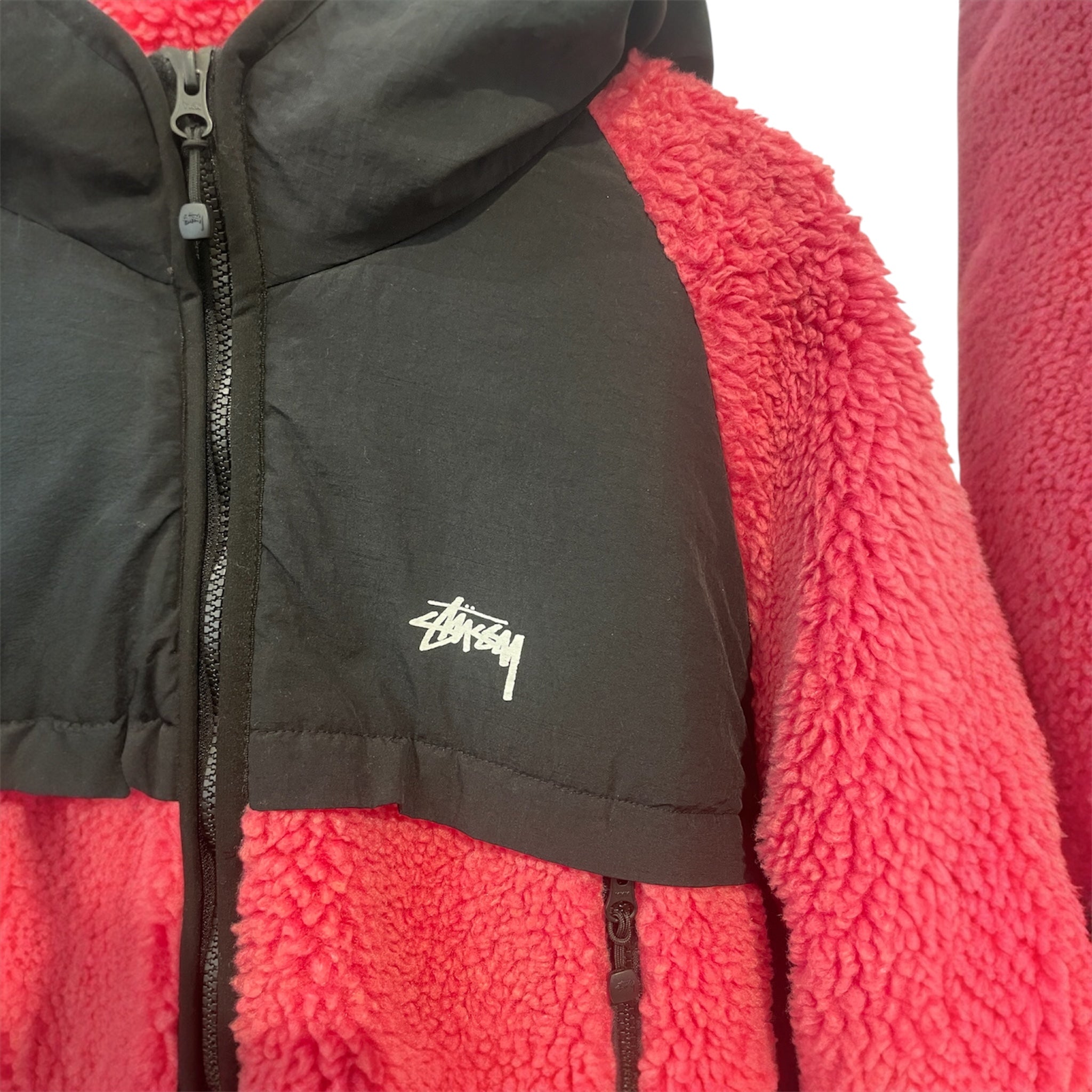 STUSSY/Zip Up Hoodie/XL/Cotton/PNK/FLEECE/NYLON HOOD view 3