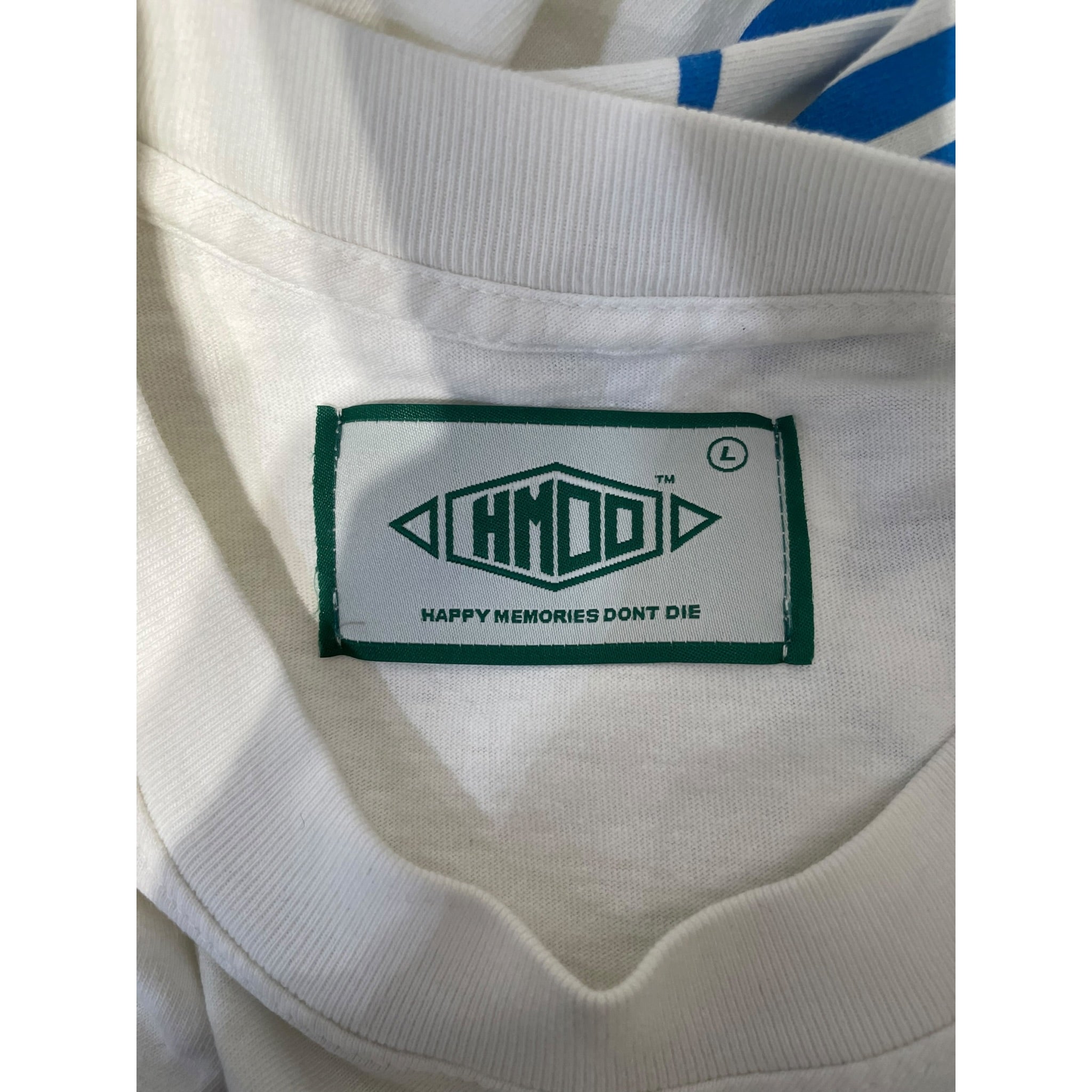 HAPPY MEMORIES DONT DIE/T-Shirt/L/Cotton/WHT/"POWERED BY CHIM" view 3
