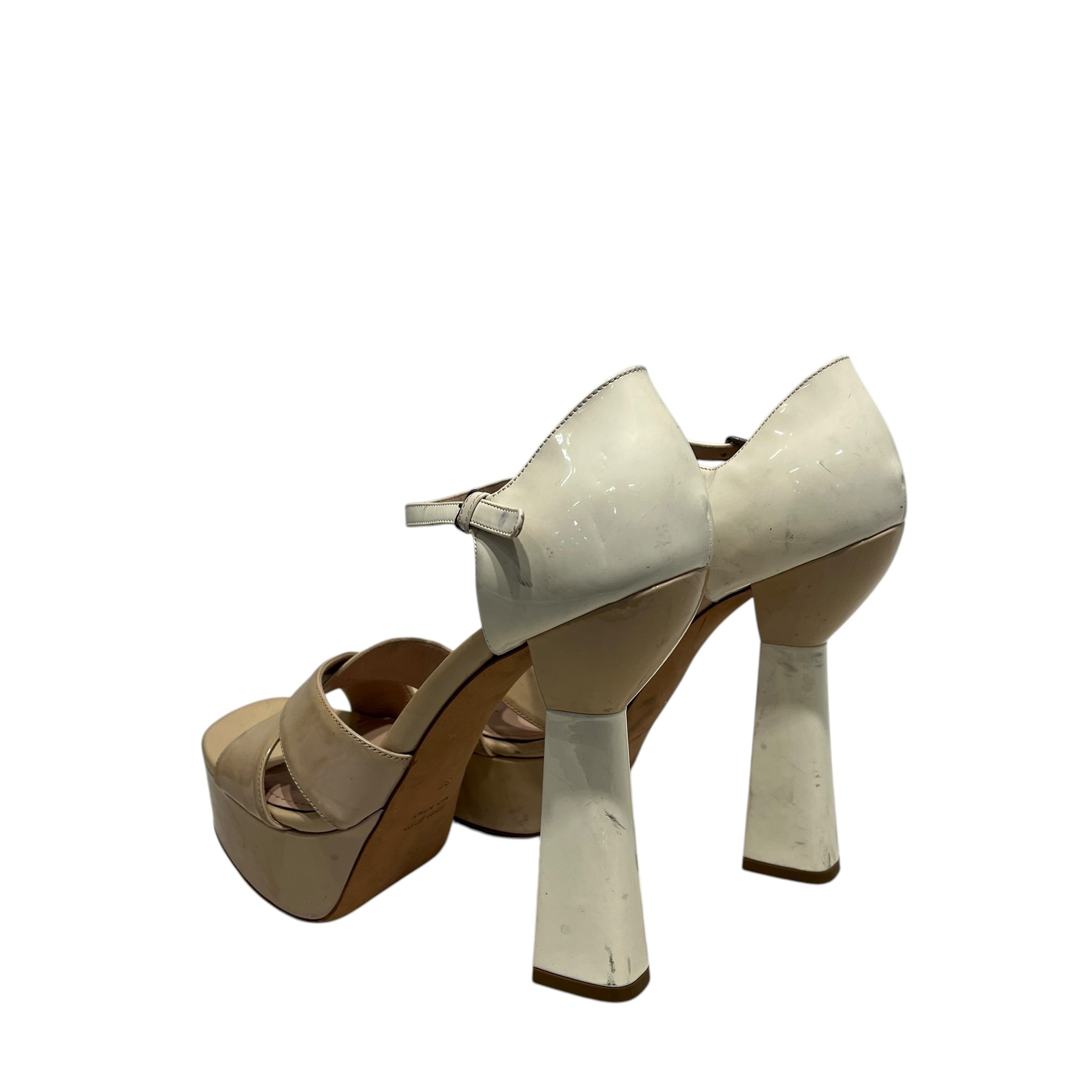 MIU MIU/Heels/EU 38/Leather/BEG/Chunky Heel/PLATFORM PATENT LEATHER view 2