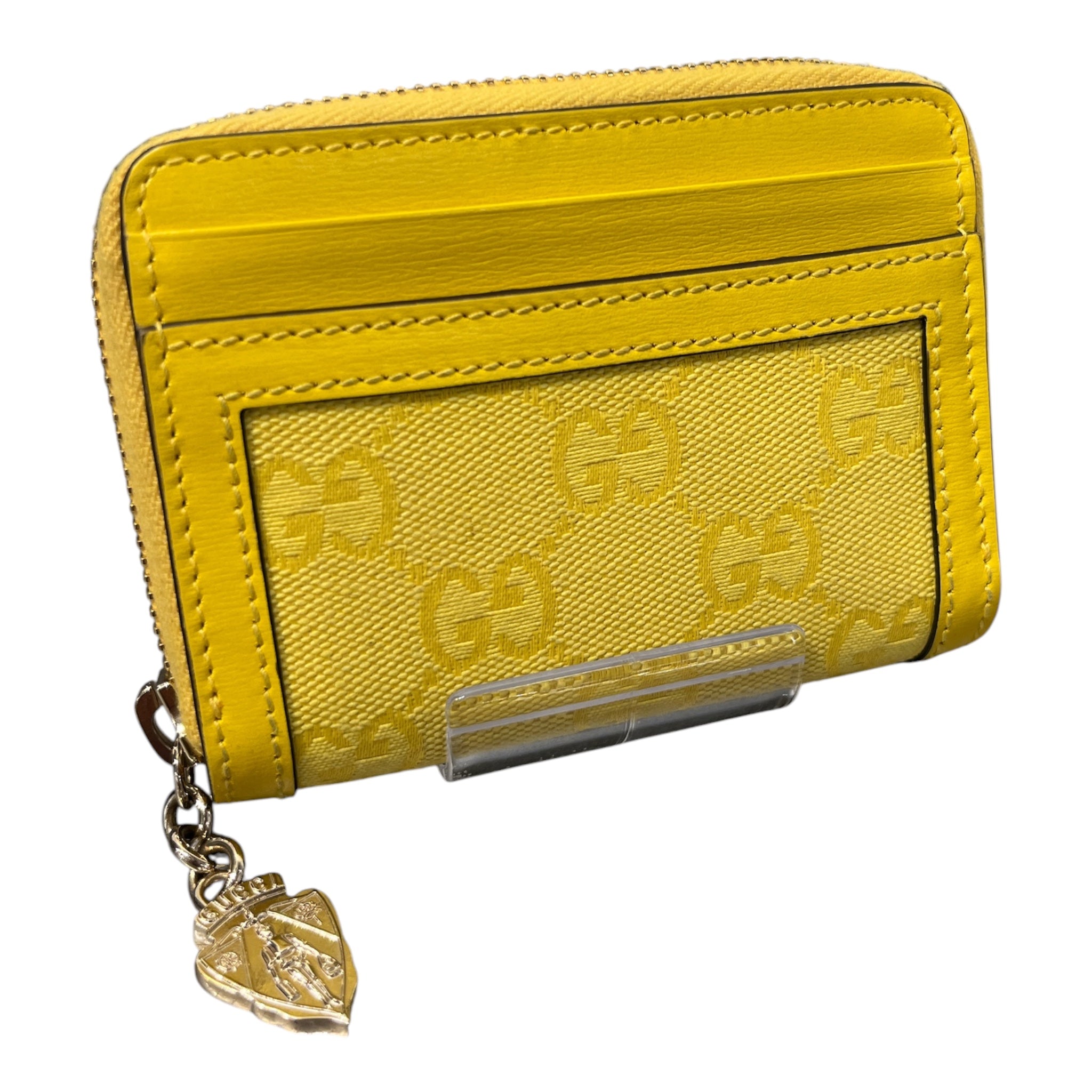 GUCCI/Wallet/Monogram/Leather/YEL/L's/MINIZIP WALLET GOLD HARDWARE view 1