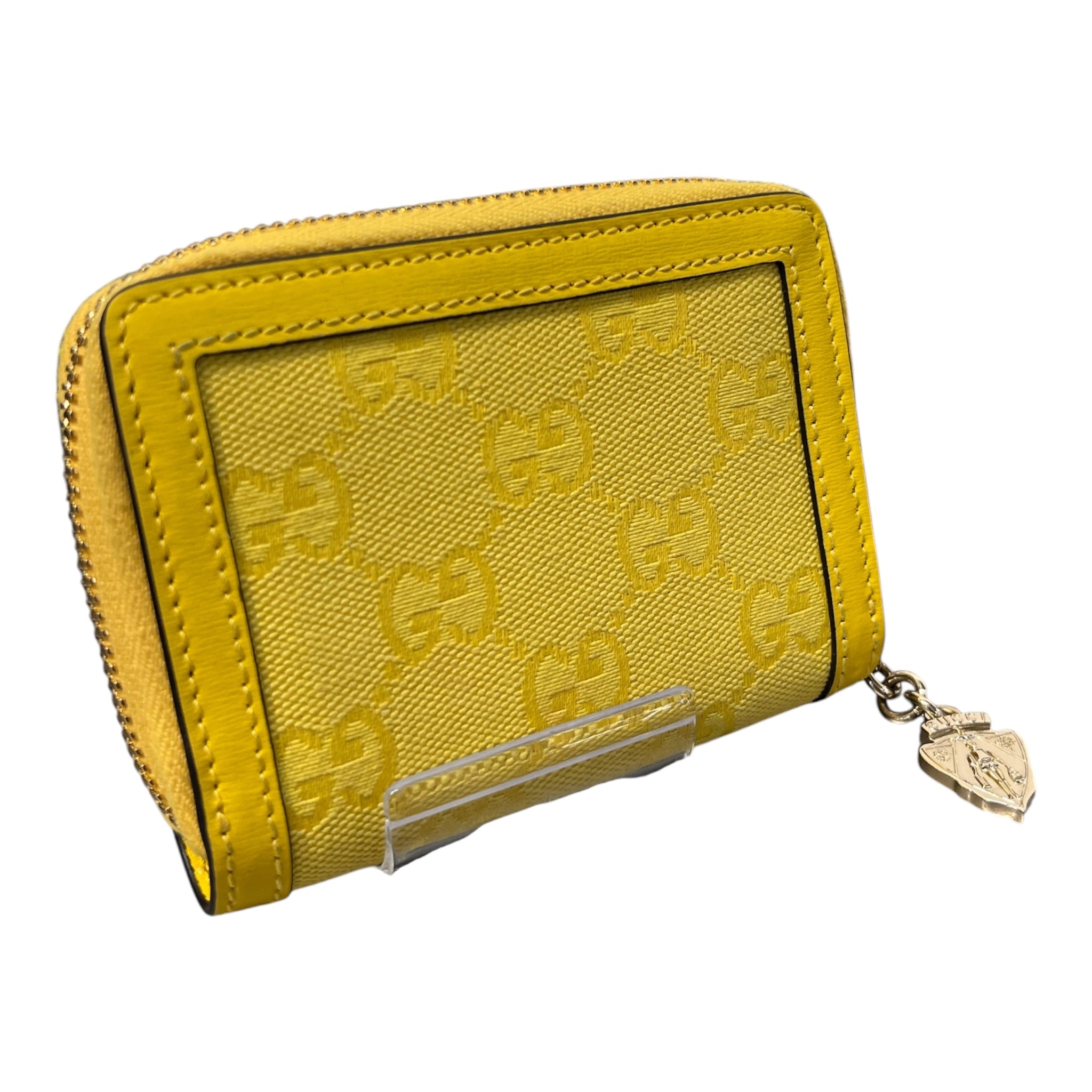 GUCCI/Wallet/Monogram/Leather/YEL/L's/MINIZIP WALLET GOLD HARDWARE view 2