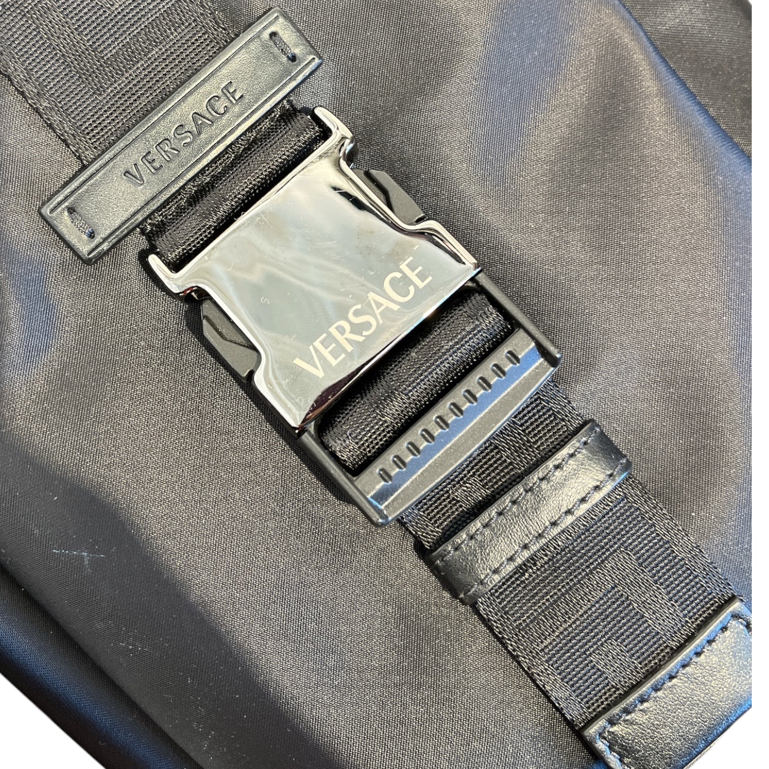 VERSACE/Cross Body Bag/Nylon/BLK/FRONT BUCKLE NYLON SLING view 5