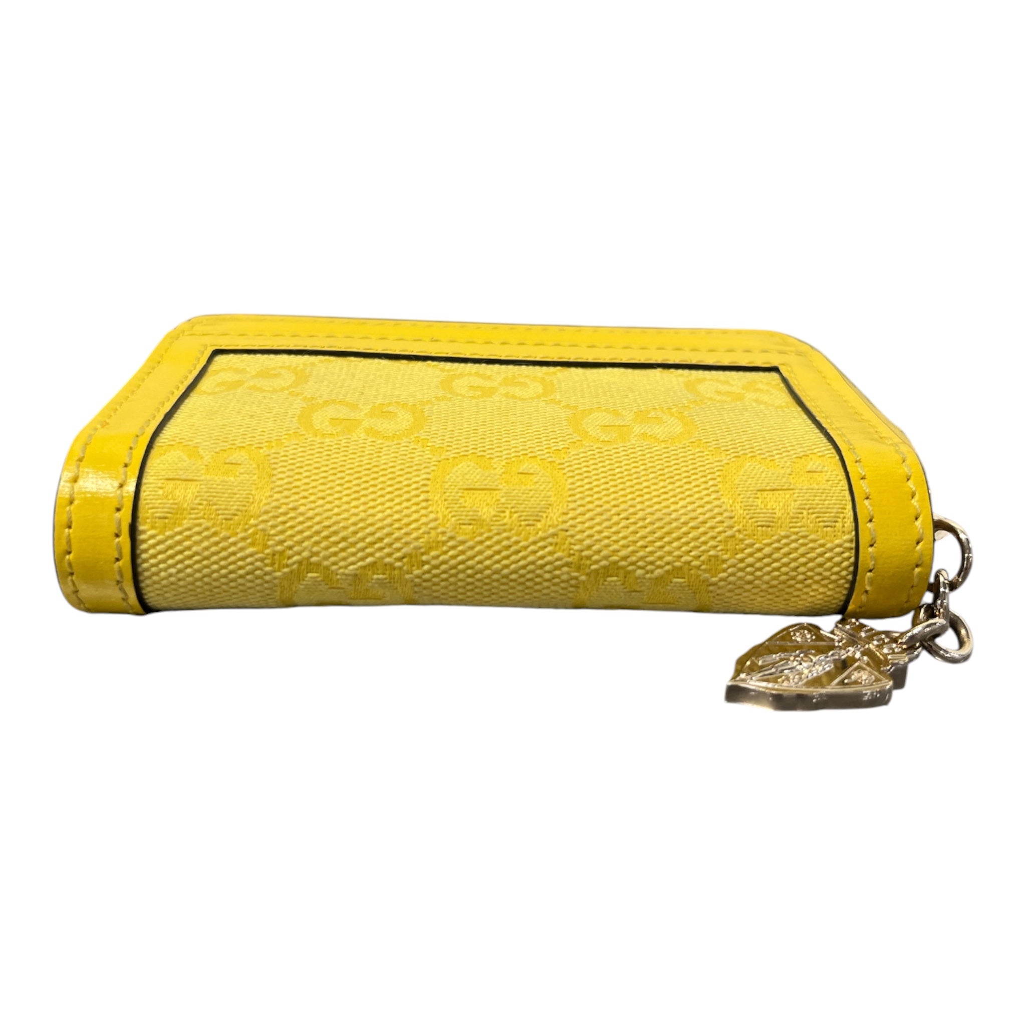 GUCCI/Wallet/Monogram/Leather/YEL/L's/MINIZIP WALLET GOLD HARDWARE view 4