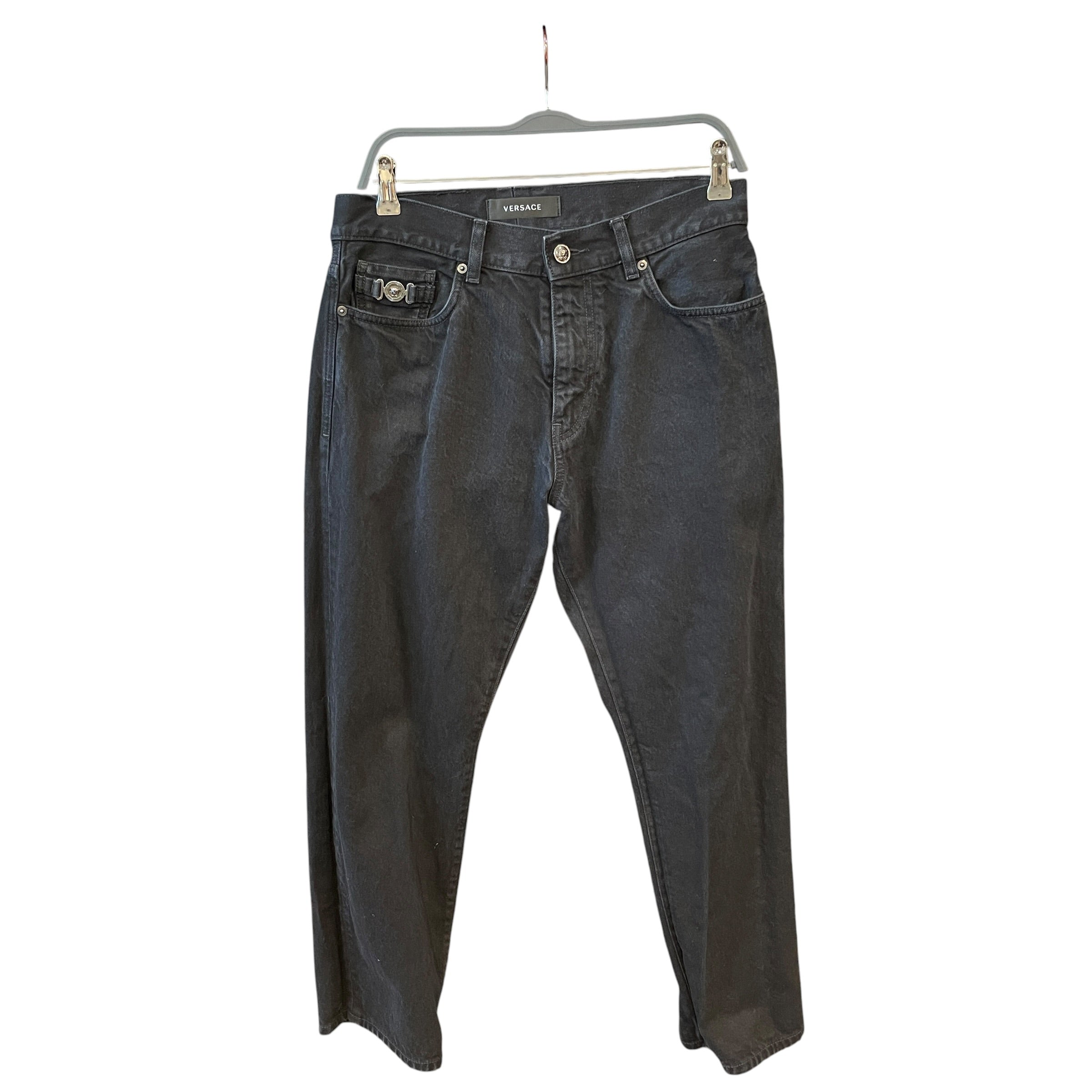 VERSACE/Skinny Pants/32/Denim/BLK/Front Logo Lock Jeans view 1