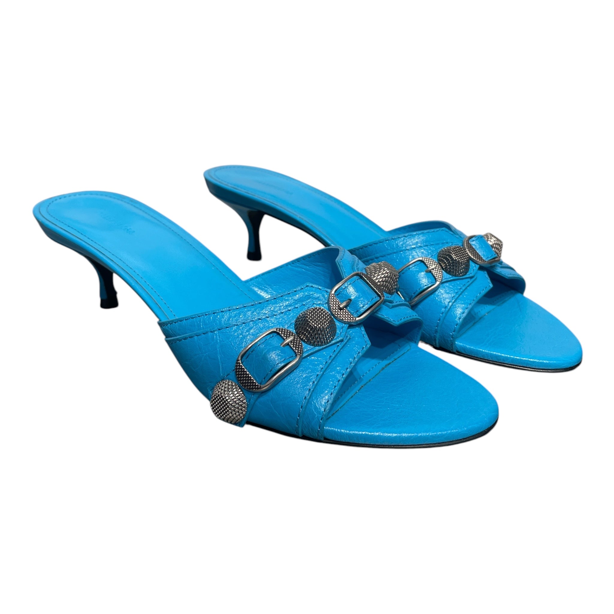 BALENCIAGA/Heels/EU 37.5/Leather/BLU/STUDDED ACCENTS view 1