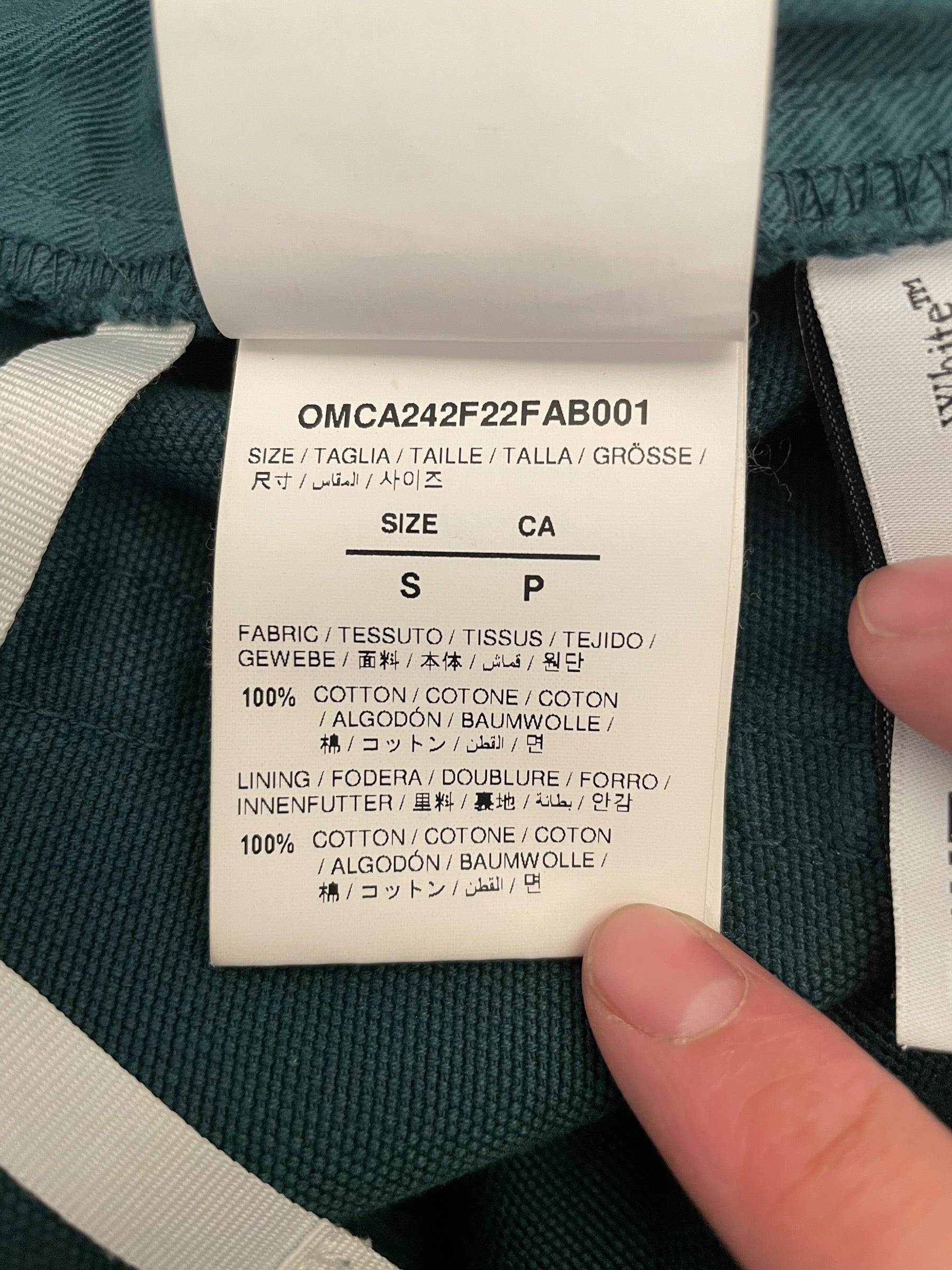 OFF-WHITE/Pants/S/Cotton/GRN/OMCA243F22FAB001 view 4