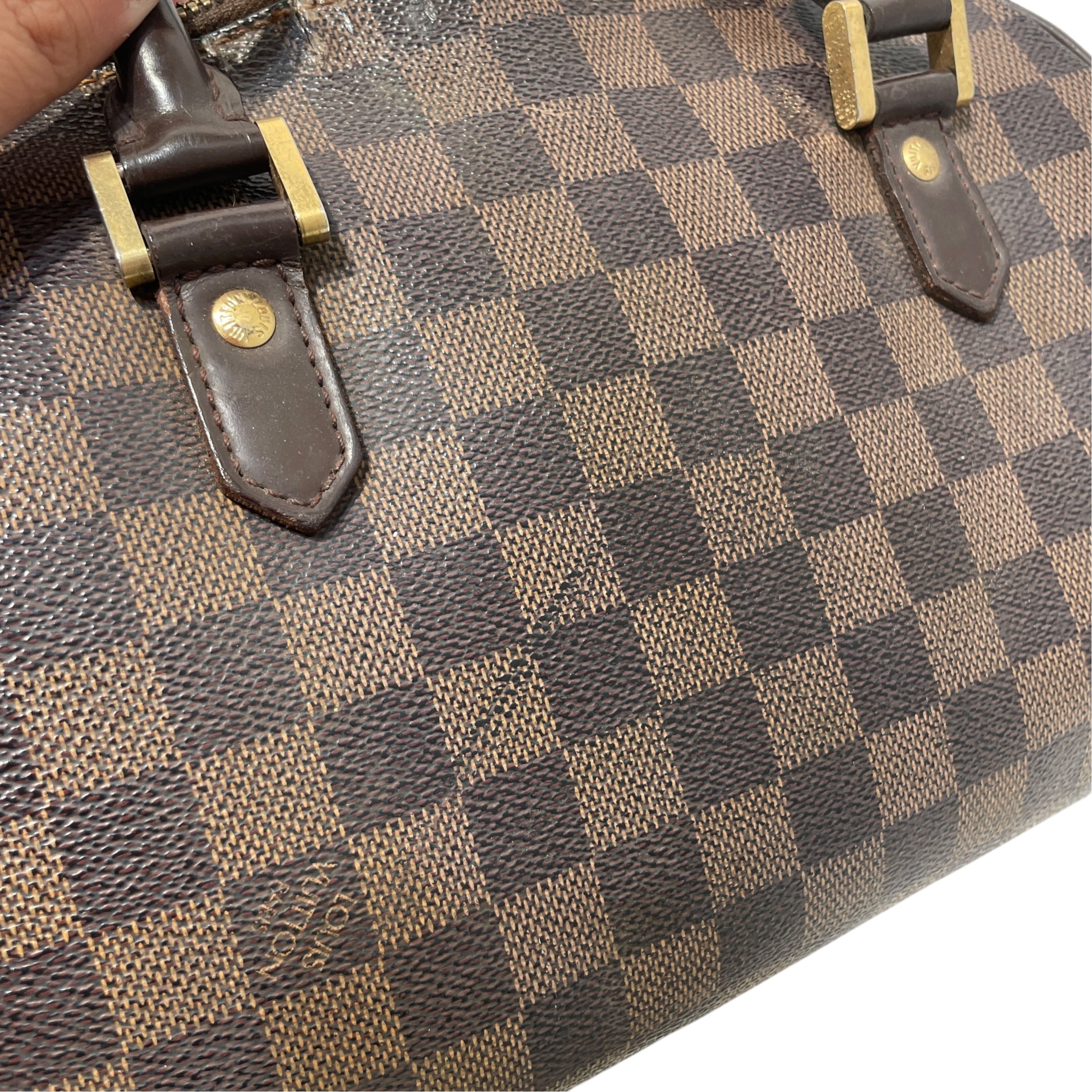 LOUIS VUITTON/Bag/Monogram/Cotton/BRW/Damier Ebine Satchel Top view 9