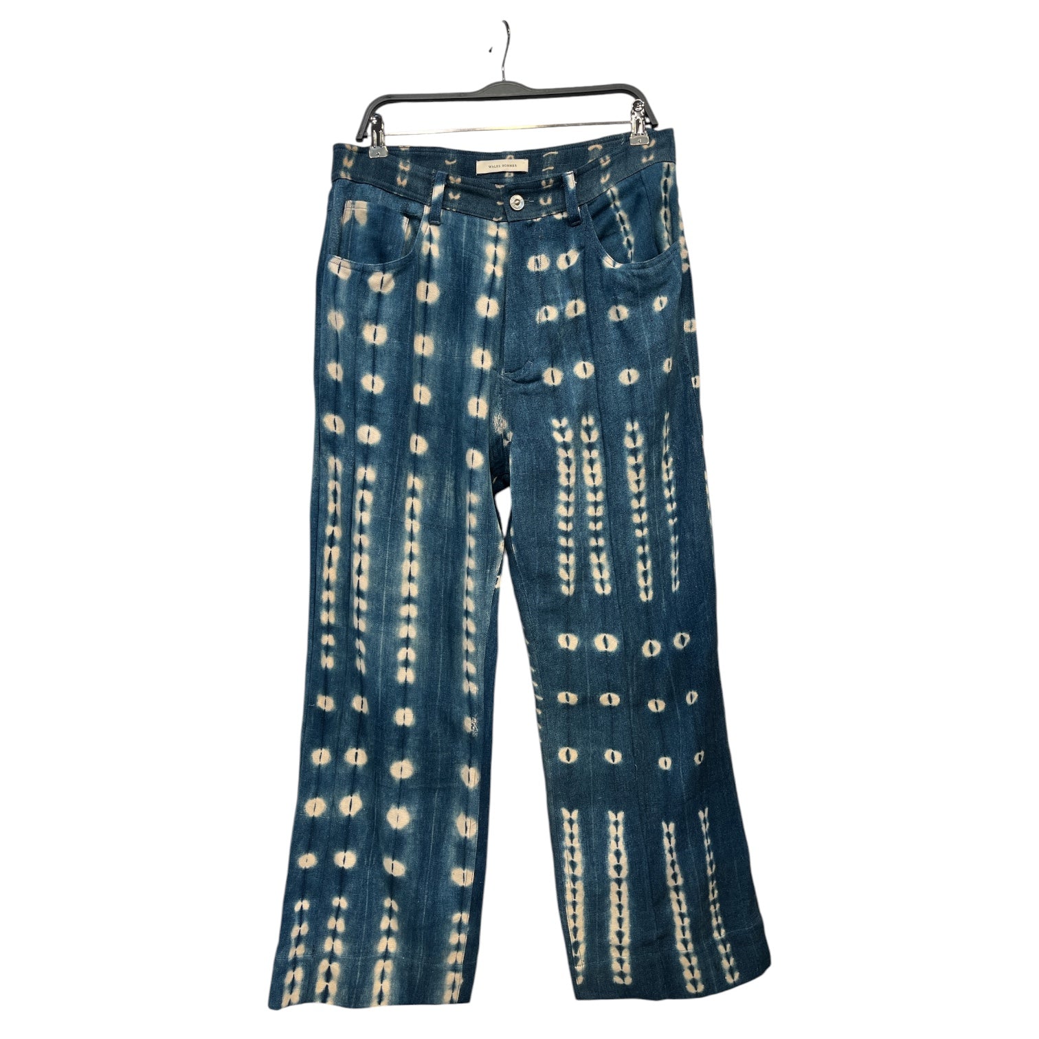 WALES BONNER/Straight Pants/32/Cotton/BLU/All Over Print/tie dye jeans view 1