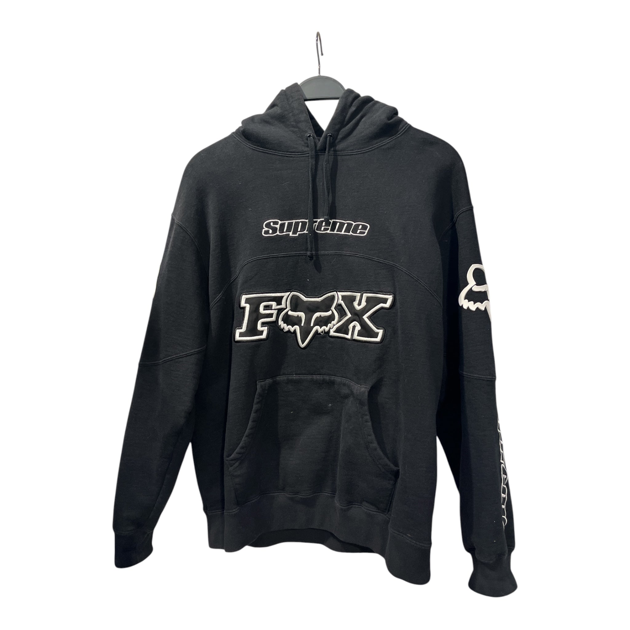 Supreme/Fox Racing/Hoodie/M/Monogram/Cotton/BLK/RUBBER FOX SLEEVES view 1