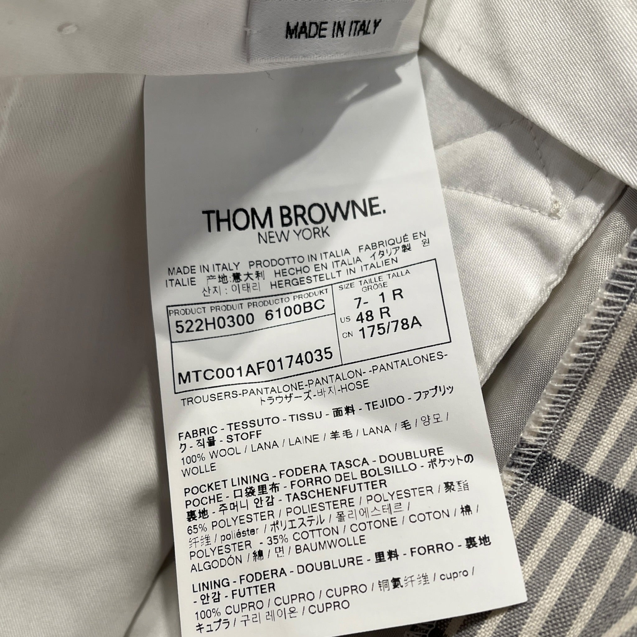 THOM BROWNE. NEW YORK/Slacks/OS/Cotton/WHT/Stripe/baby blue stripes view 4