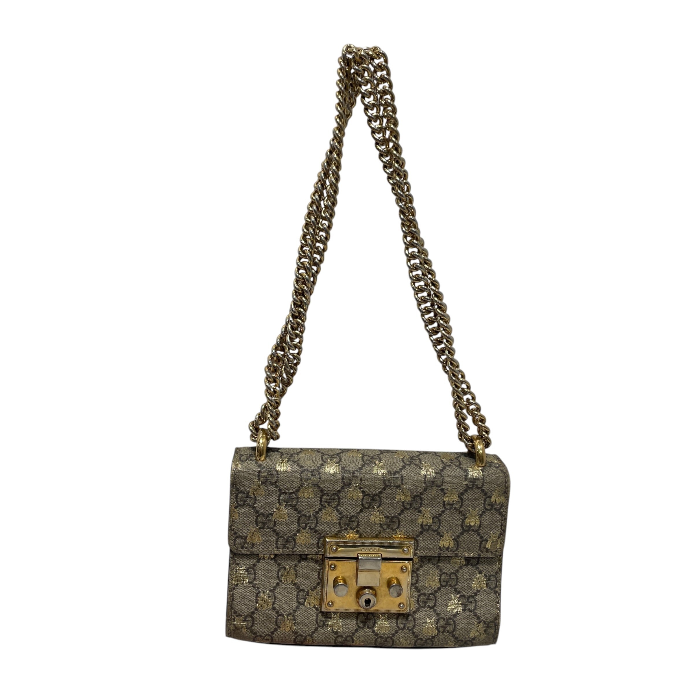 GUCCI/Hand Bag/Monogram/Leather/BRW/Supreme Padlock BAg view 1