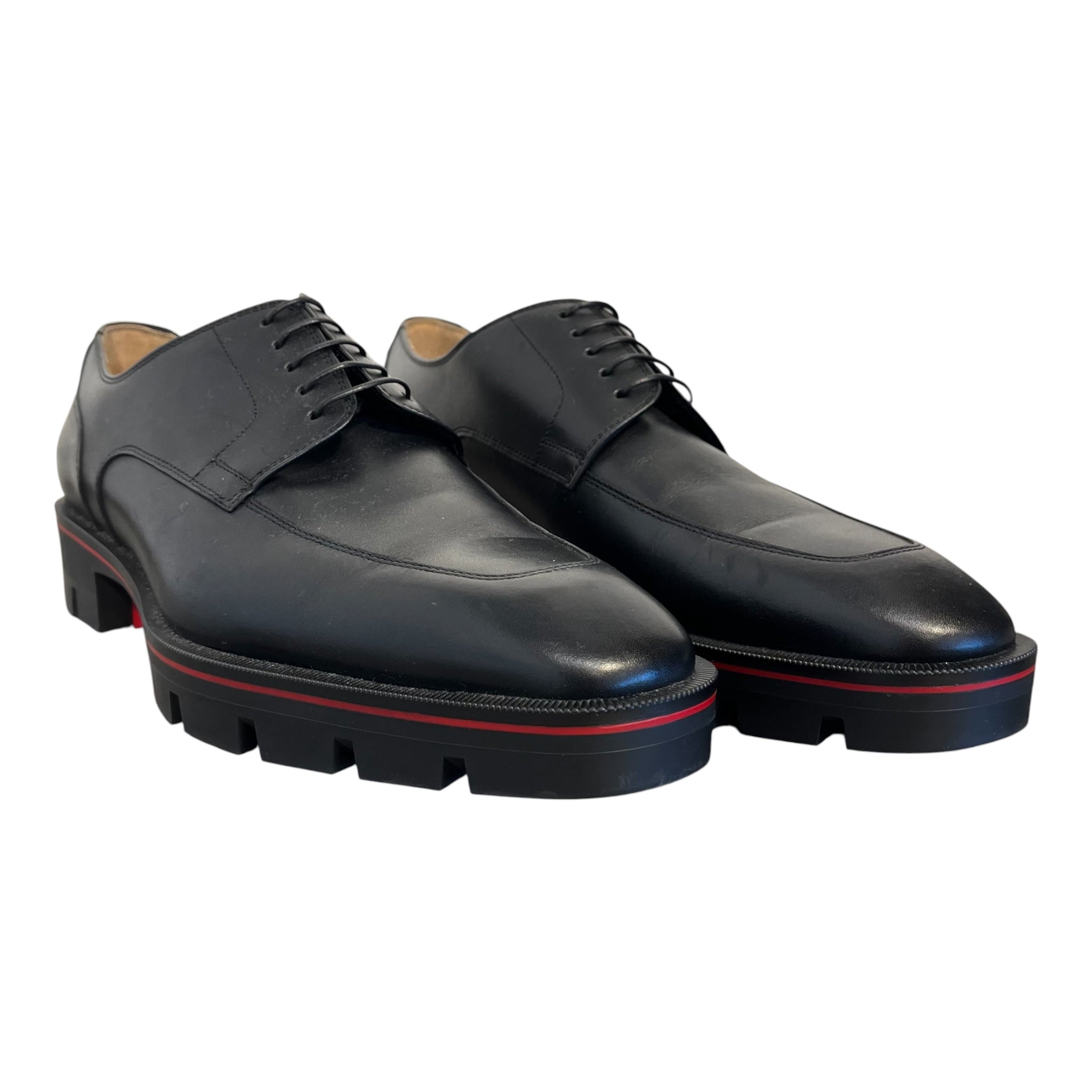 Christian Louboutin/Dress Shoes/EU 42/Leather/BLK/red bottom chunky derby view 1