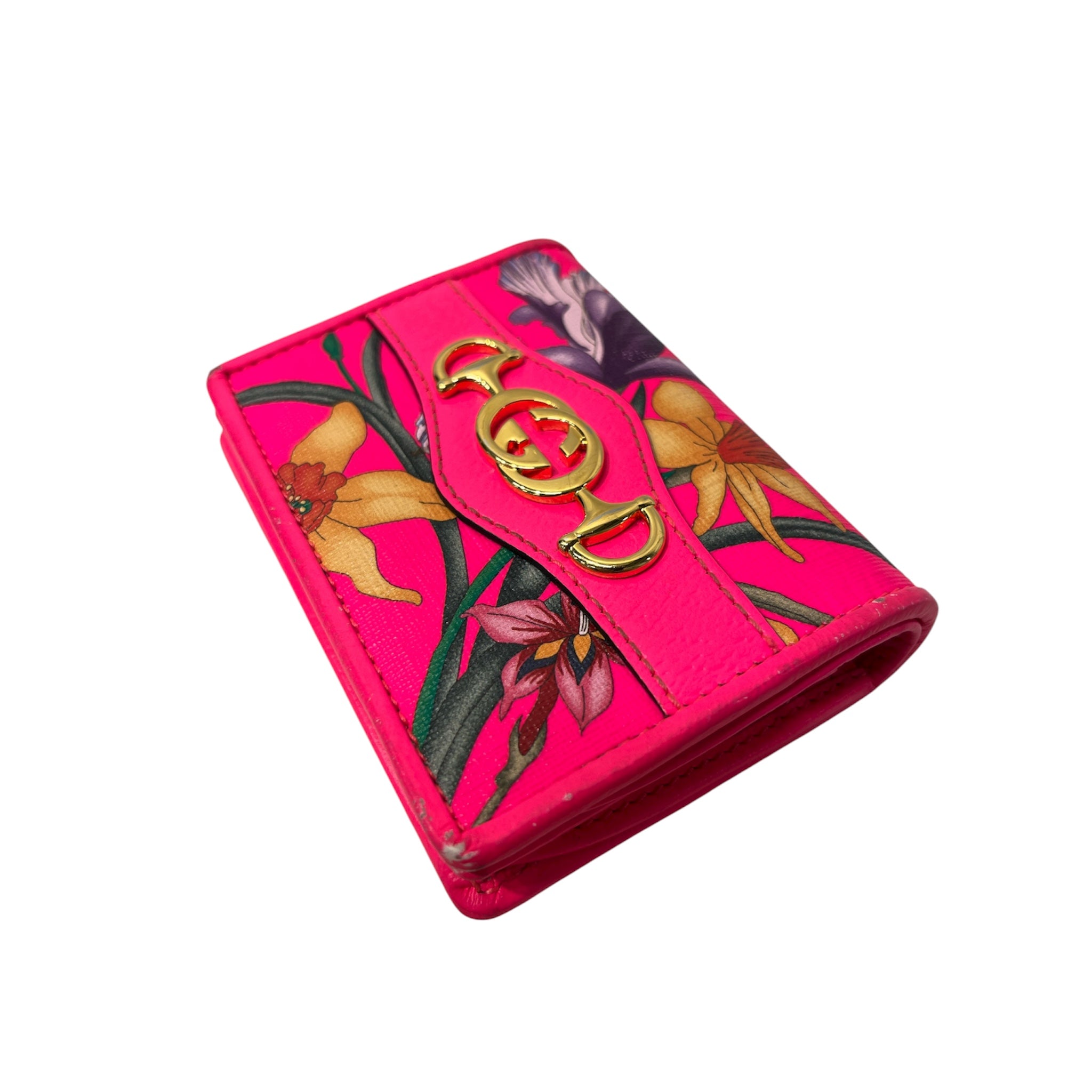 GUCCI/Bifold Wallet/Floral Pattern/Leather/PNK/ view 5