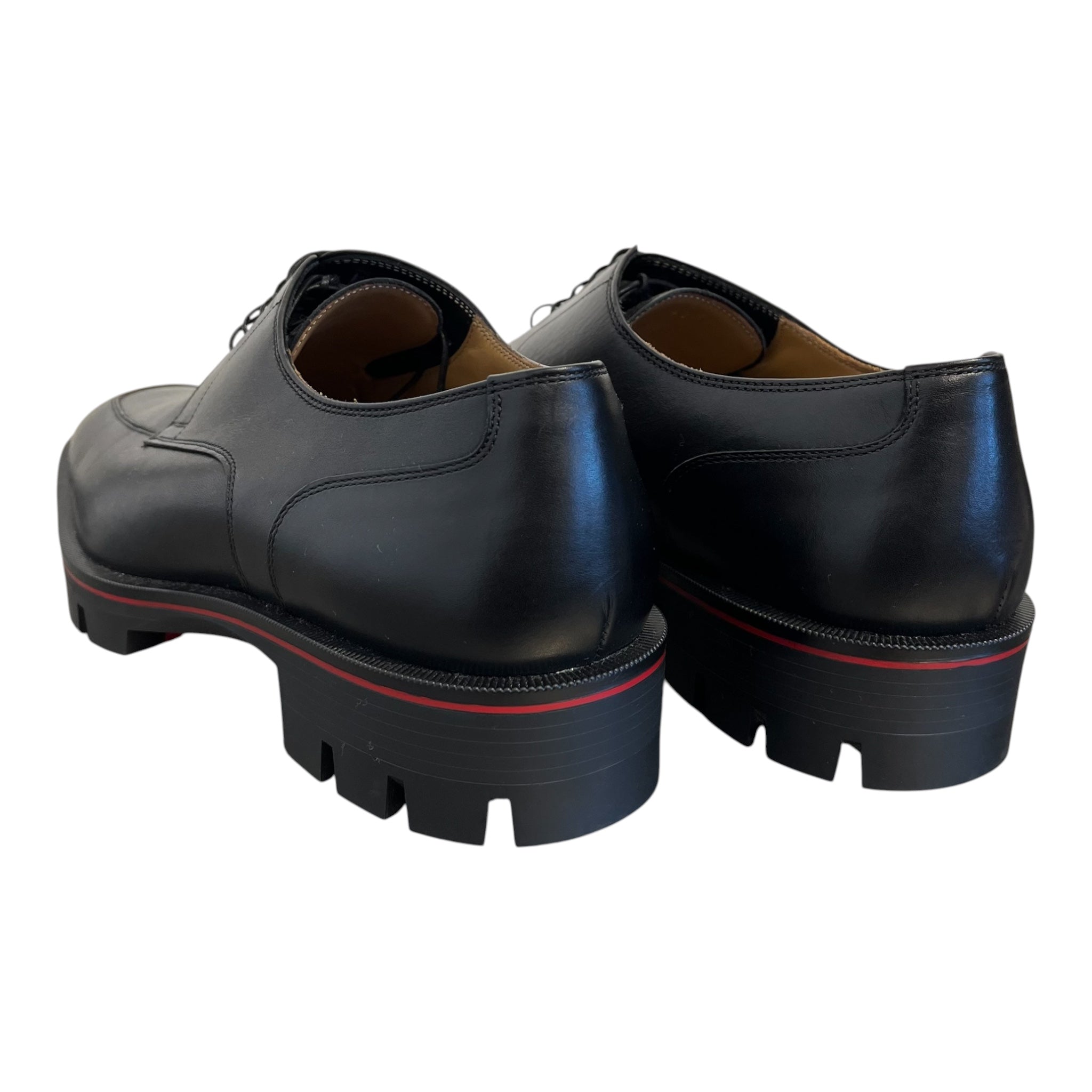 Christian Louboutin/Dress Shoes/EU 42/Leather/BLK/red bottom chunky derby view 2