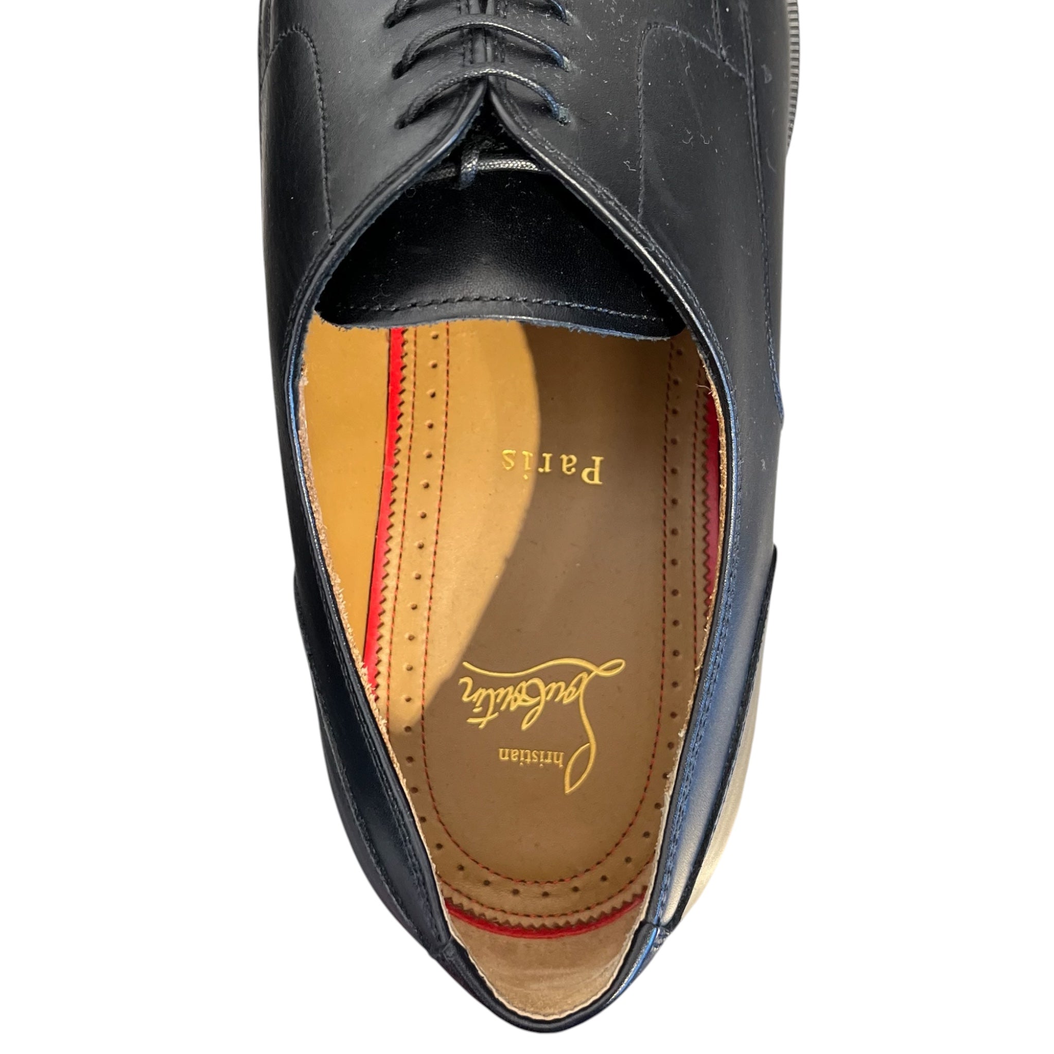 Christian Louboutin/Dress Shoes/EU 42/Leather/BLK/red bottom chunky derby view 3
