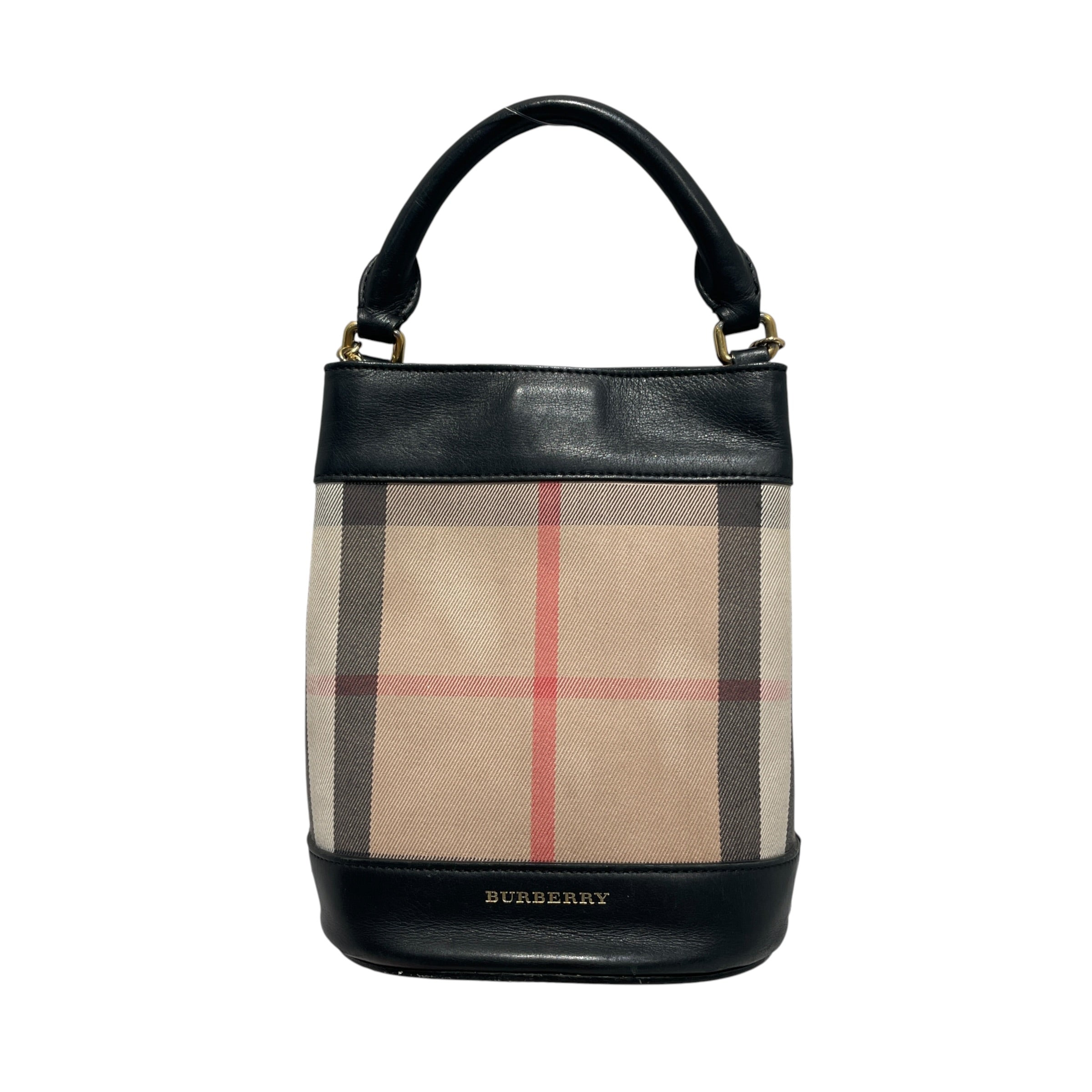 BURBERRY/Hand Bag/Stripe/Leather/BRW/House Check Bucket Bag view 1
