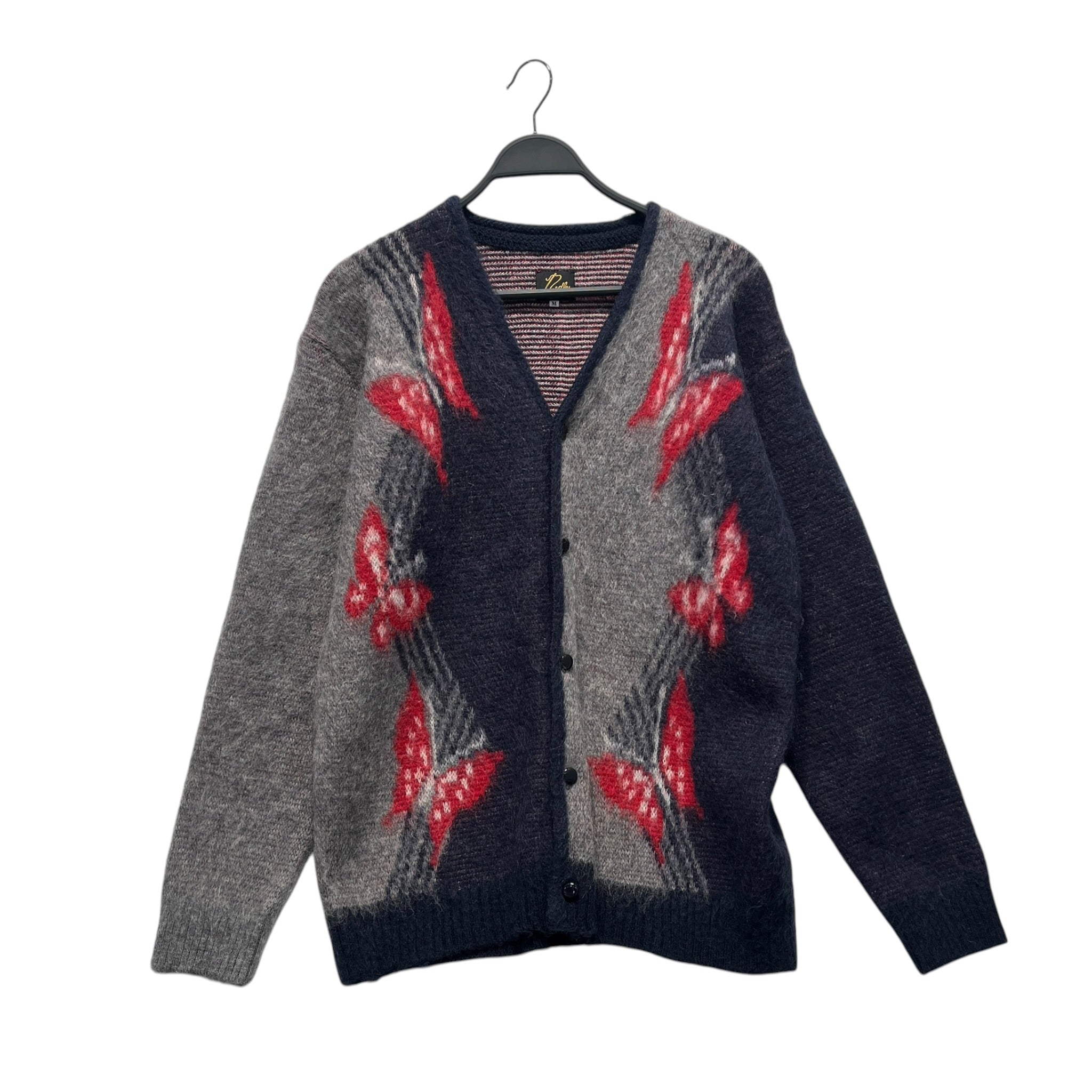 Needles/Cardigan/M/Wool/NVY/Red butterflly view 1