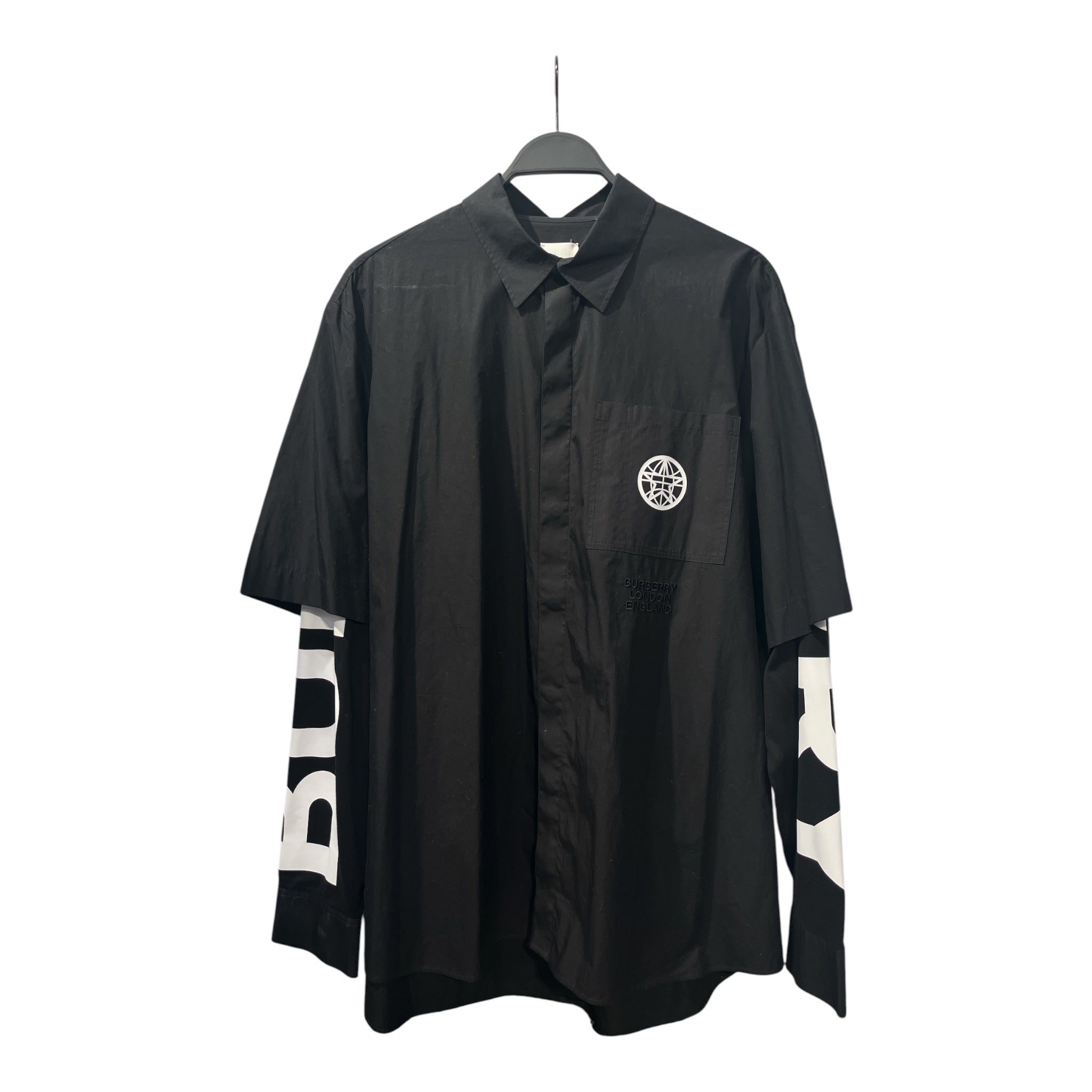 BURBERRY LONDON/LS Shirt/XL/Cotton/BLK/LOGO SLEEVES view 1