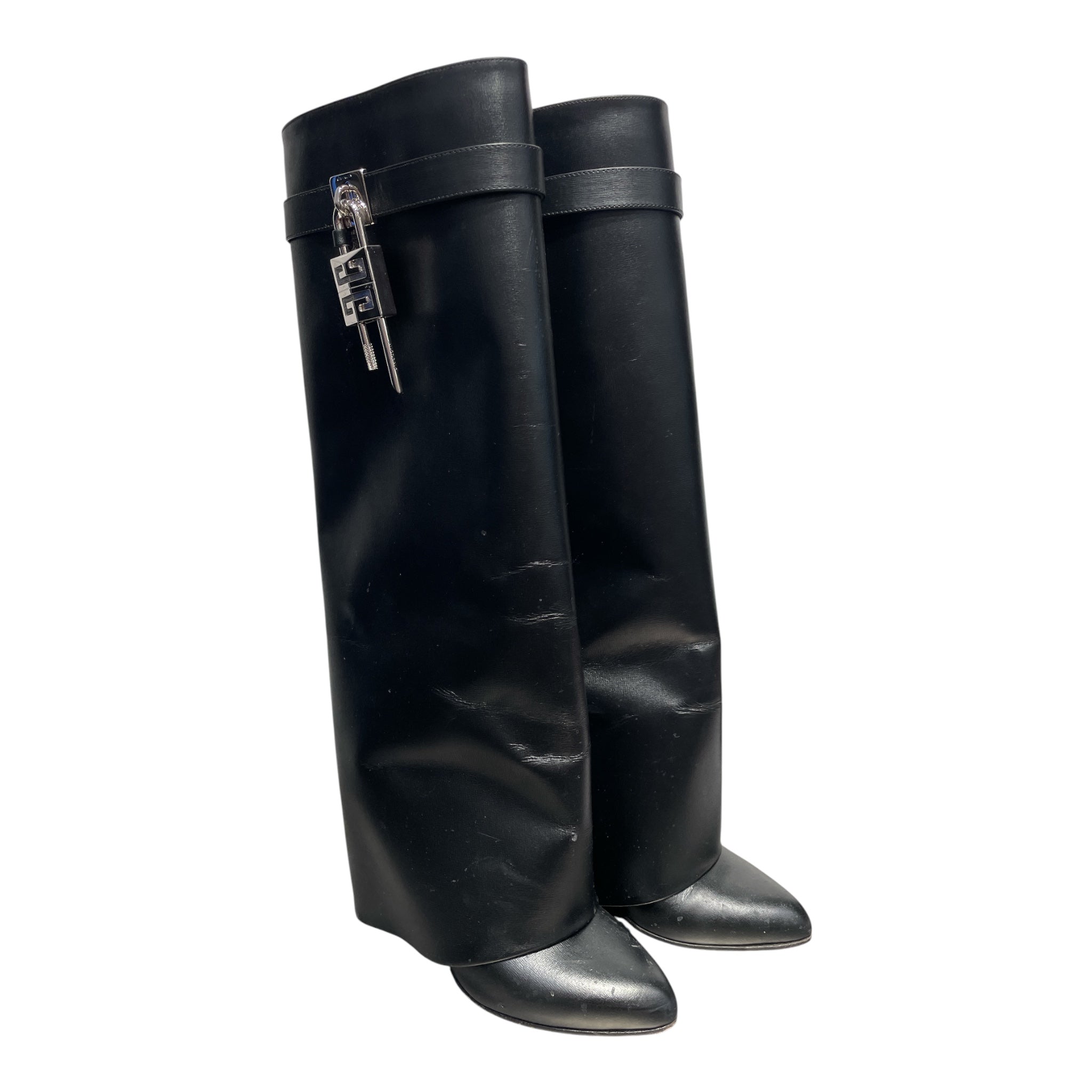 GIVENCHY/Long Boots/EU 38.5/Leather/BLK/FOLDOVER SHAFT view 1