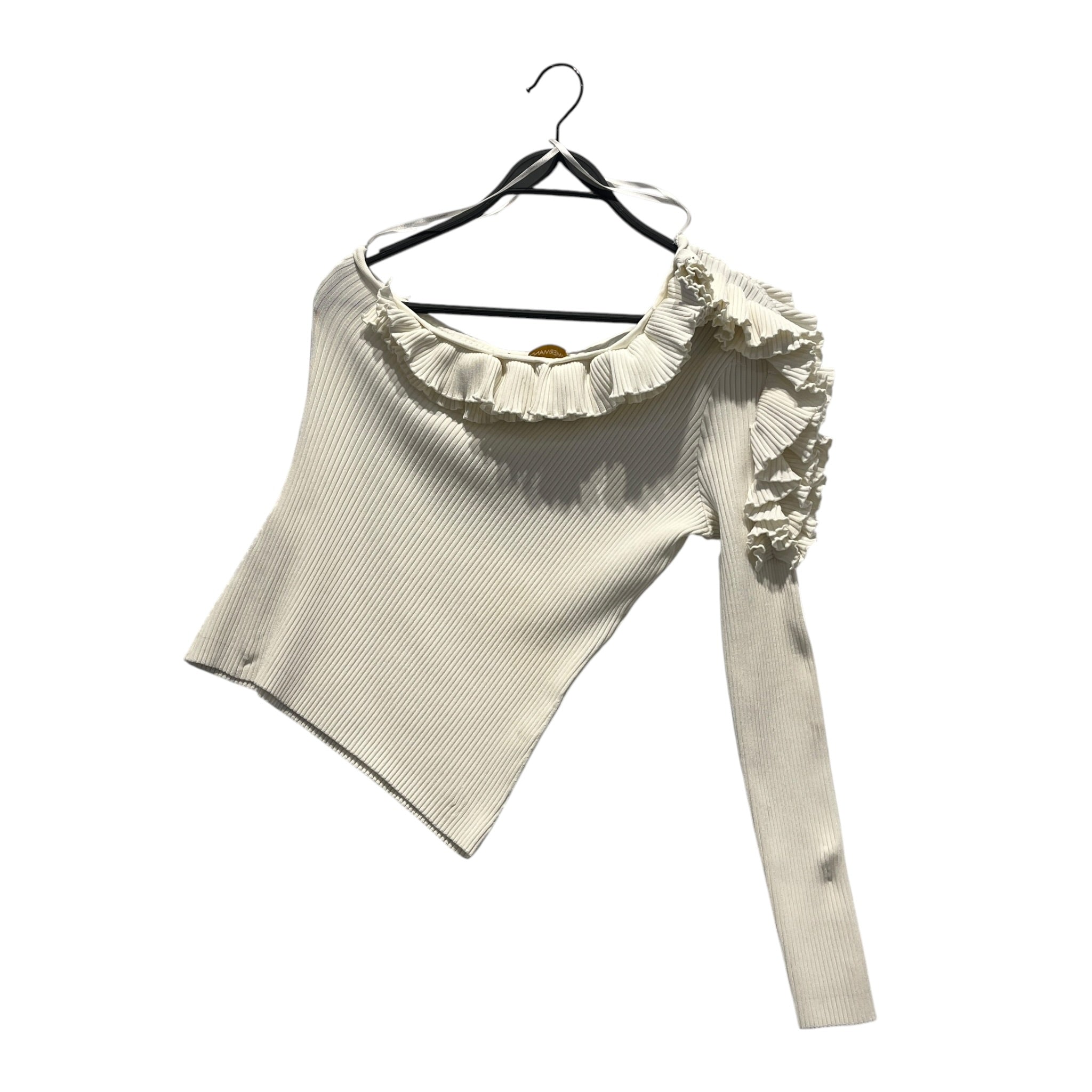 Zimmermann/LS Shirt/XS/WHT/RUFFLE TOP ONE ARM SLEEVE view 2