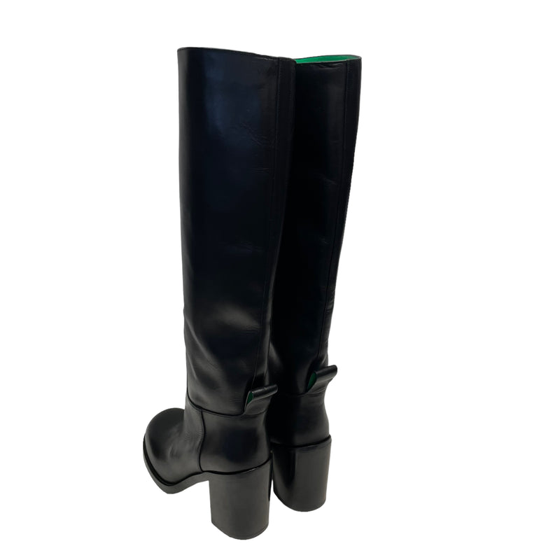 BOTTEGA VENETA/Long Boots/US 10/Leather/BLK/