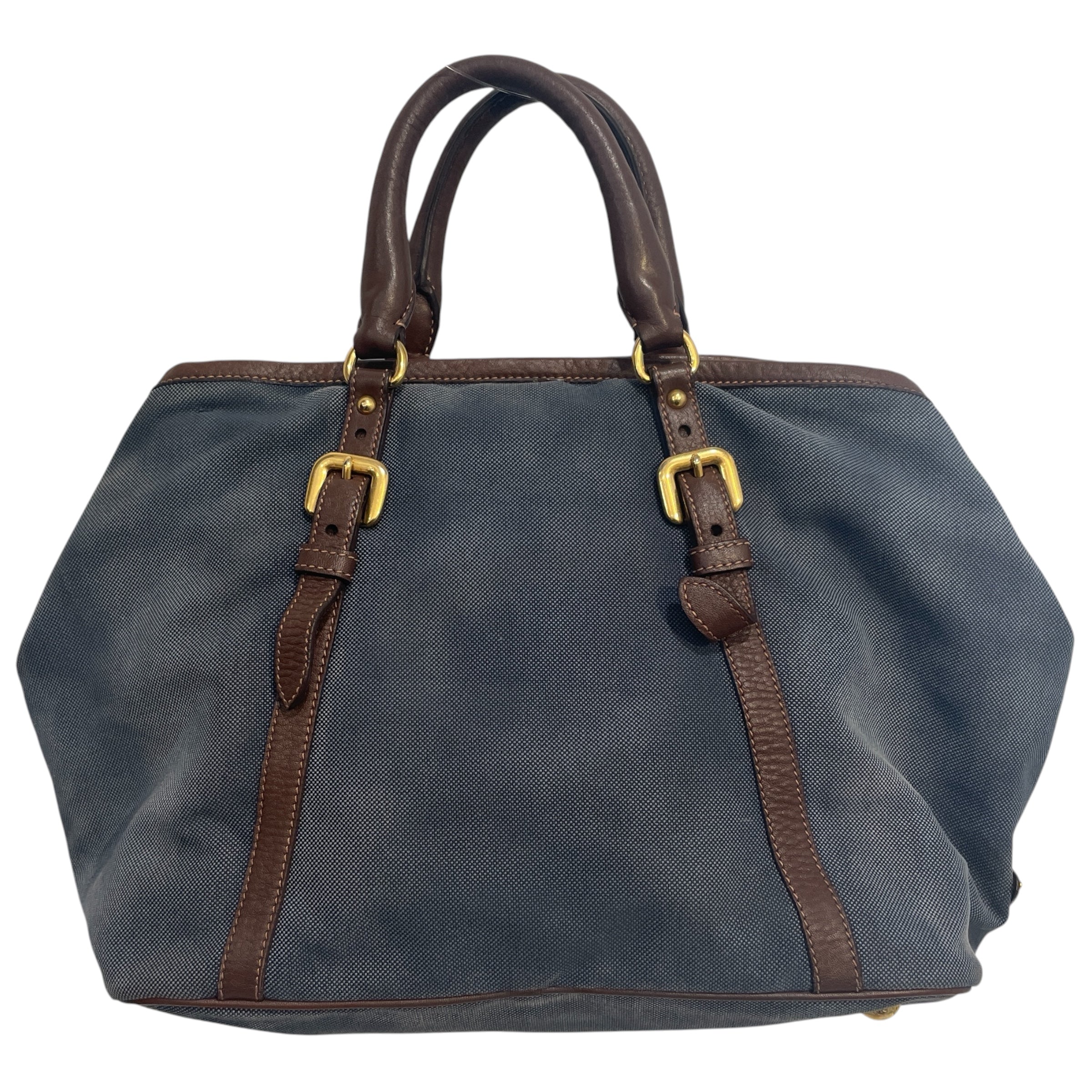 PRADA/Bag/Cotton/BLU/Blue Canvas LEather Trimmed view 2