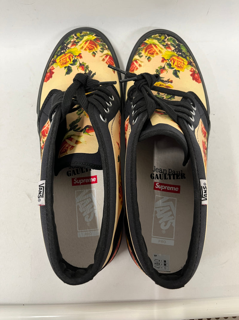 VANS/Supreme/Jean Paul Gaultier/Low-Sneakers/US 12/Floral Pattern/Cotton/CRM/chukka pro