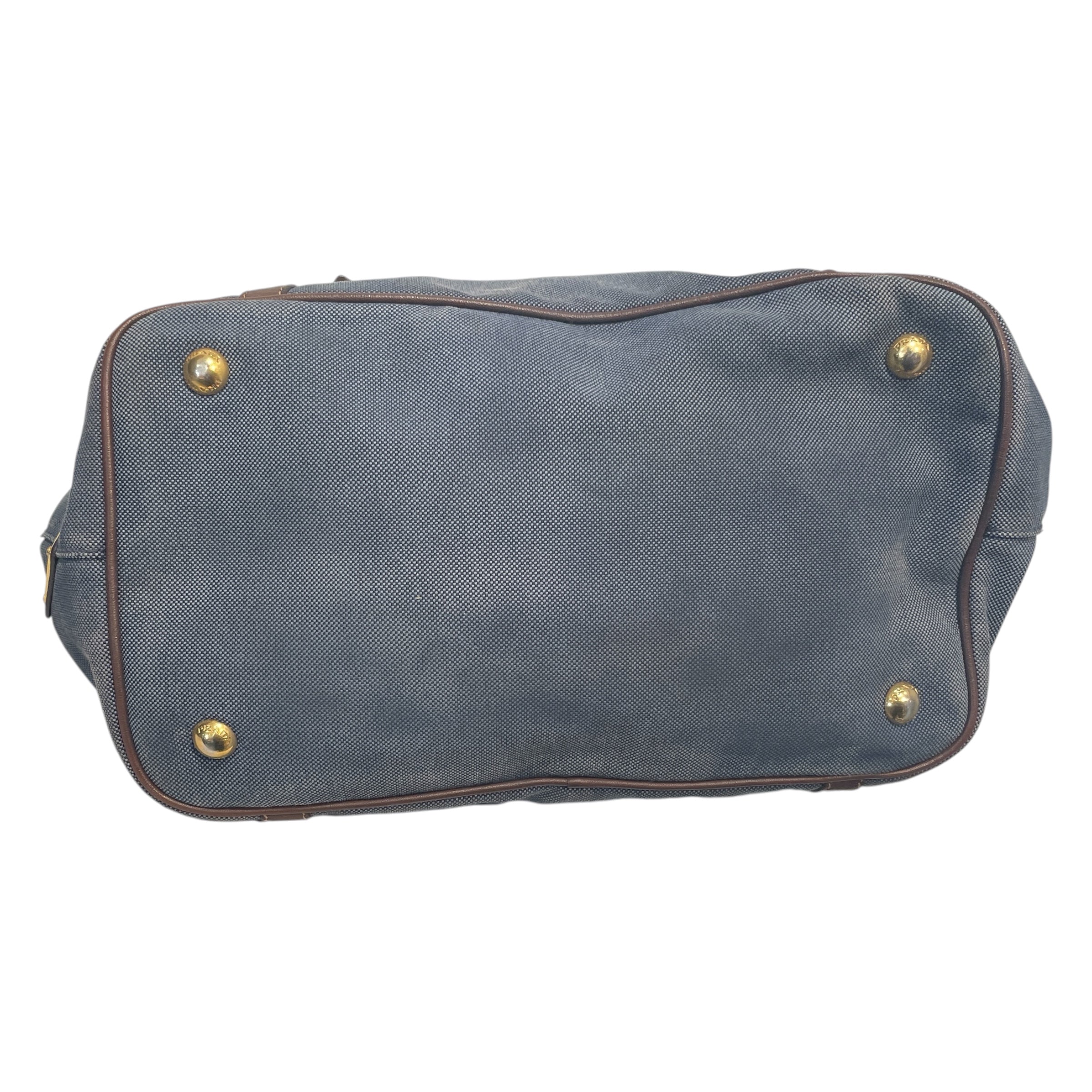 PRADA/Bag/Cotton/BLU/Blue Canvas LEather Trimmed view 4