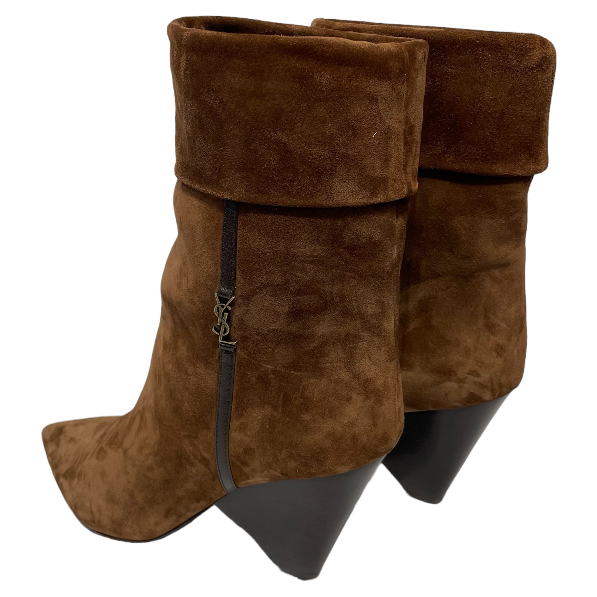SAINT LAURENT/Ankle Boots/EU 38.5/Plain/Suede/BRW//NIKKI BOOTS/ view 2