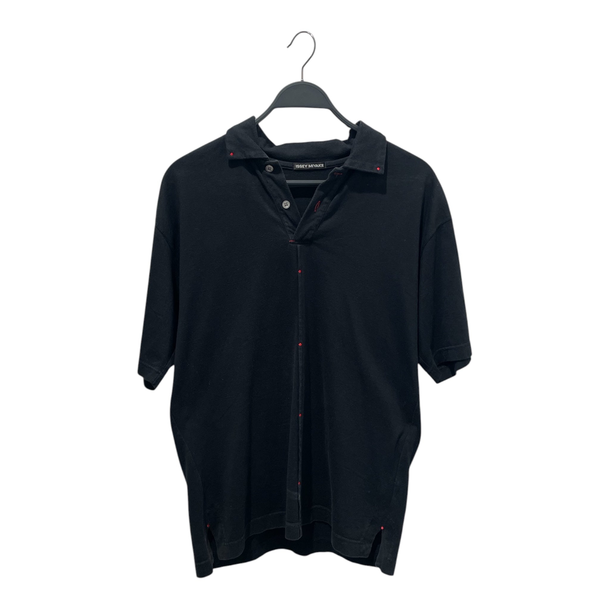 ISSEY MIYAKE/Polo Shirt/3/Cotton/BLK/RED DOT LINE DOWN MIDDLE view 1