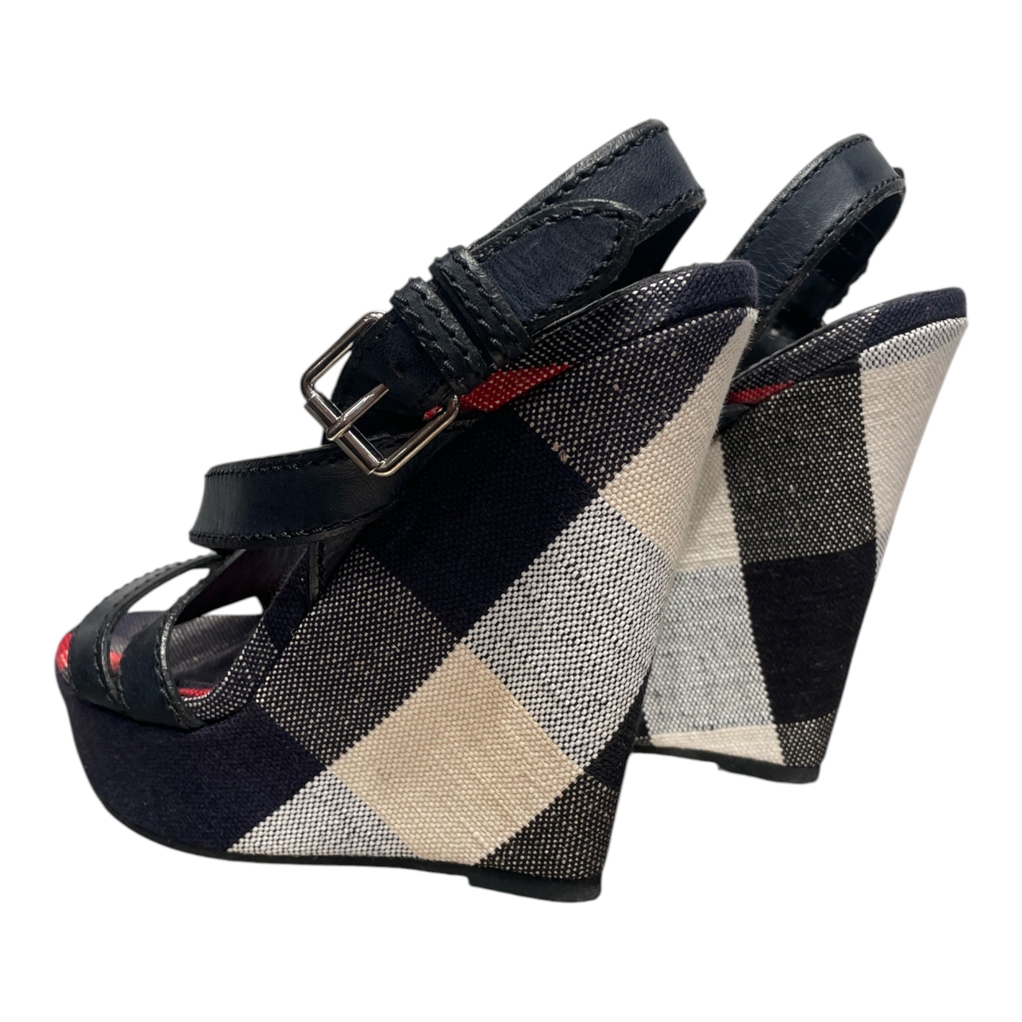 BURBERRY/Heels/EU 39/Plaid/Cotton/NVY/WEDGES view 2