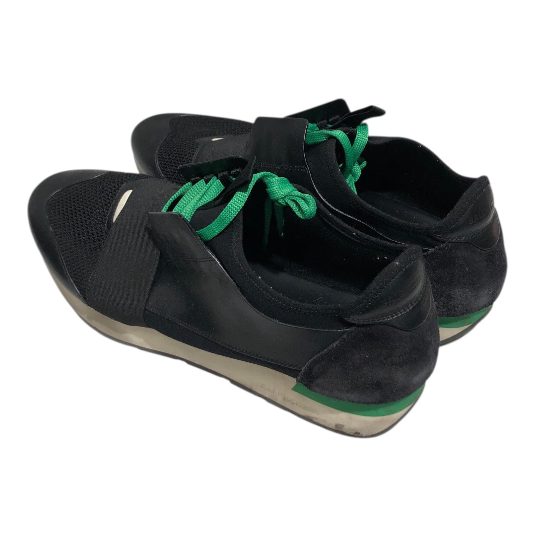 BALENCIAGA/Low-Sneakers/EU 46/Cotton/BLK/black and green sneakers view 2