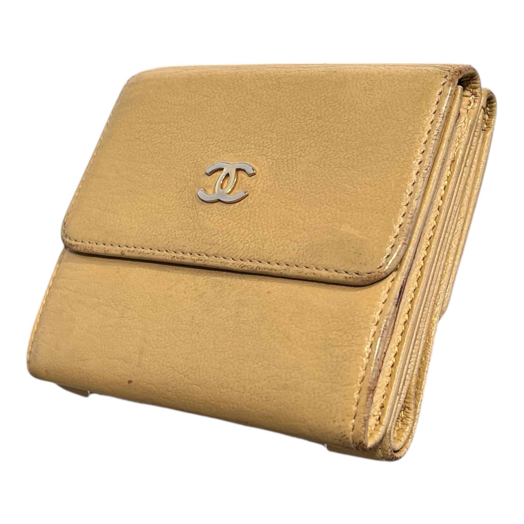 CHANEL/Wallet/Leather/BEG/L's/vintage chanel silver tone view 1