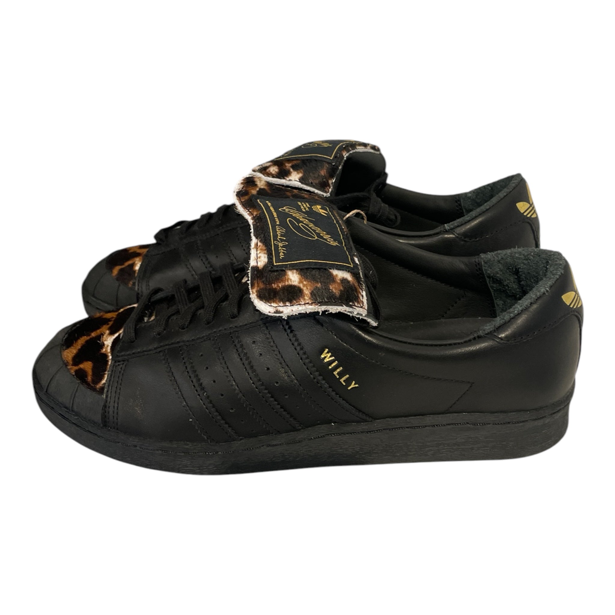 adidas/WILLY CHAVARRIA/Low-Sneakers/US 11/Leather/BLK/cheetah fur tongue view 1