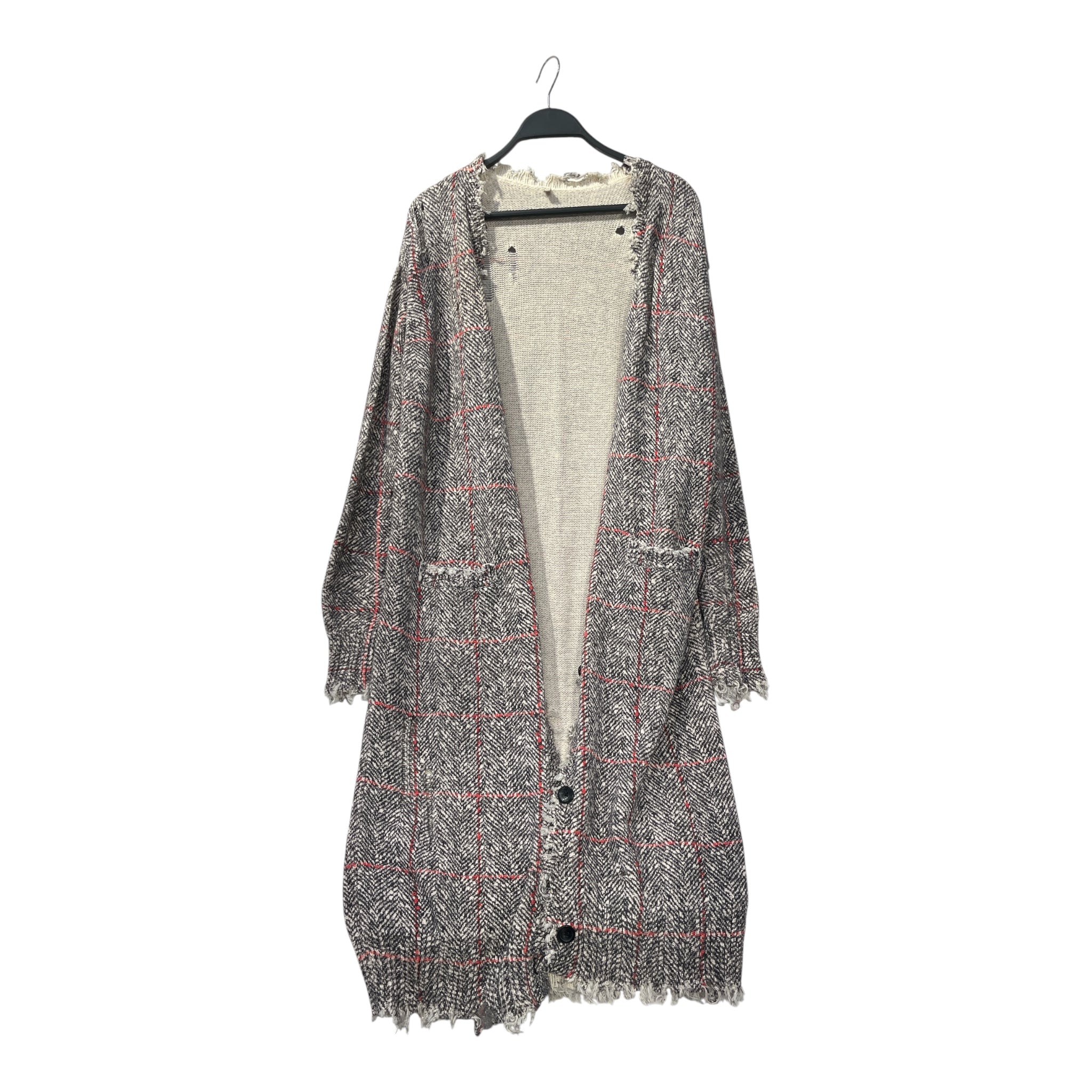 R13/Cardigan/XS/Cotton/MLT/TWEED DISTRESSED LONG CARDIGAN view 1