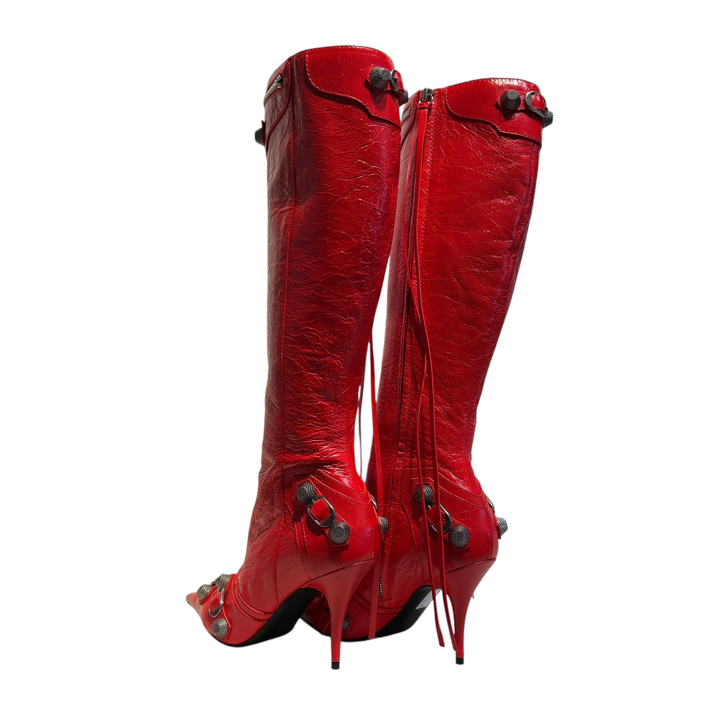 BALENCIAGA/Boots/EU 37/Leather/RED/Cagole Red Knee High view 2