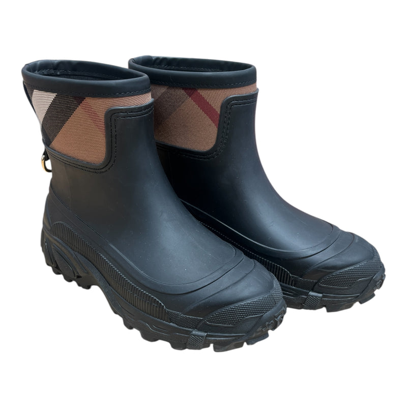 BURBERRY/Rain Boots/EU 37/Plaid/BLK/Gold Hook