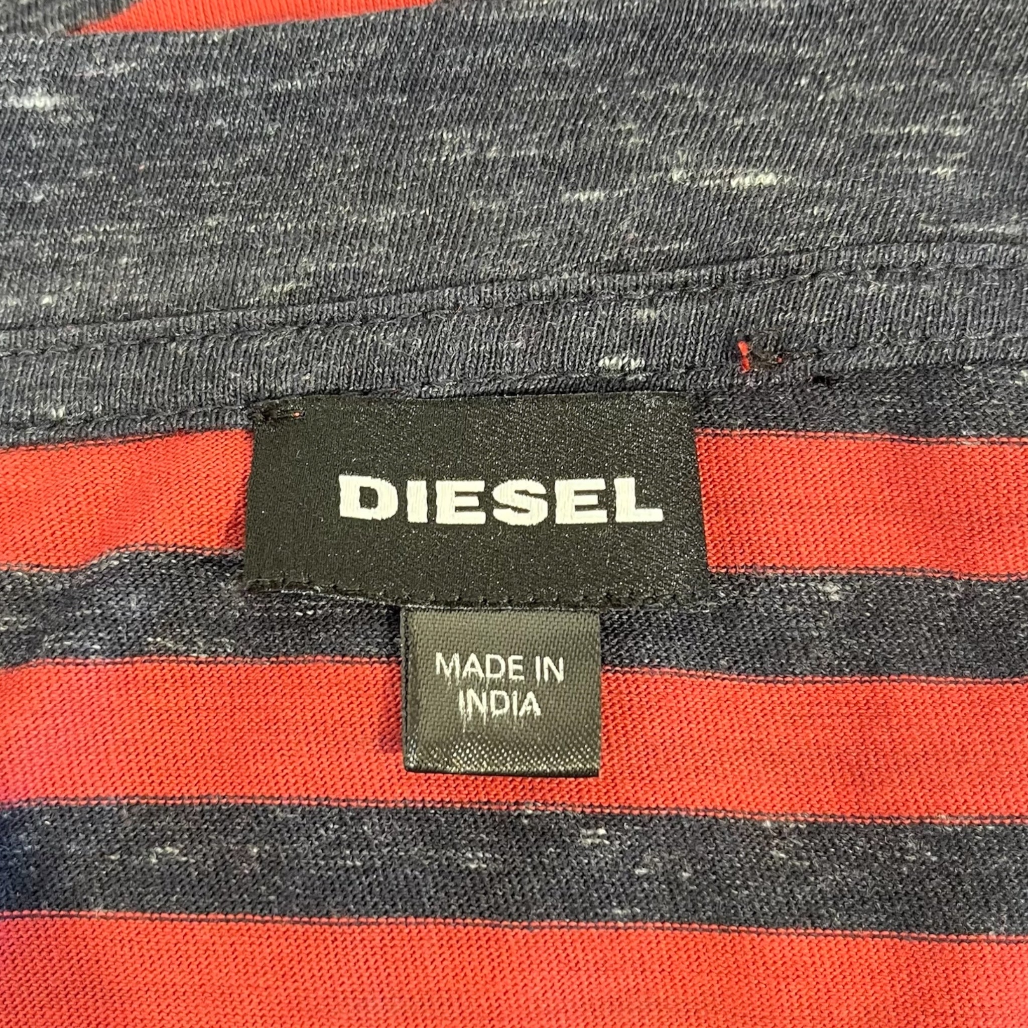 DIESEL/Tops/XL/Stripe/Cotton/RED/bleach stained ls shirt view 3