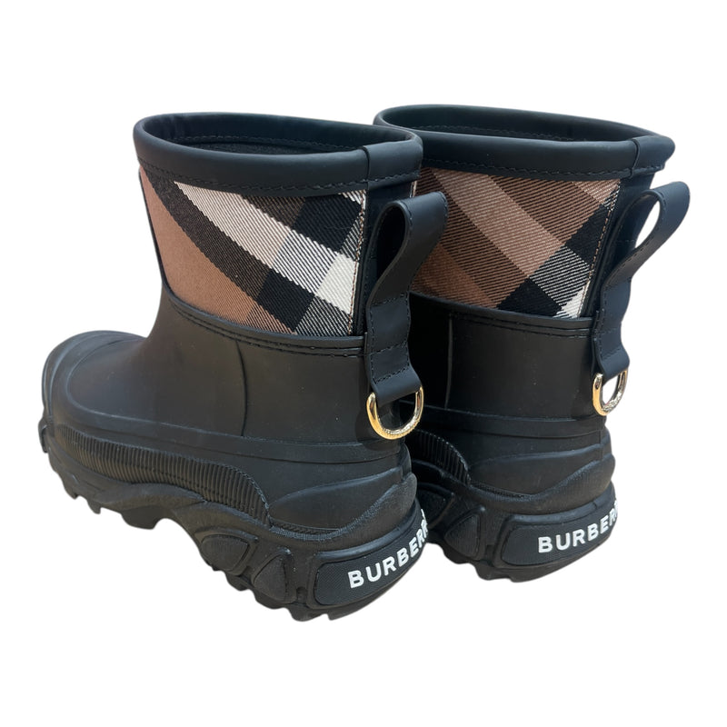 BURBERRY/Rain Boots/EU 37/Plaid/BLK/Gold Hook